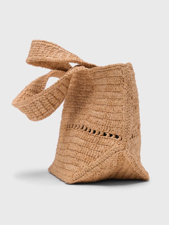 Natural raffia mini shopping bag