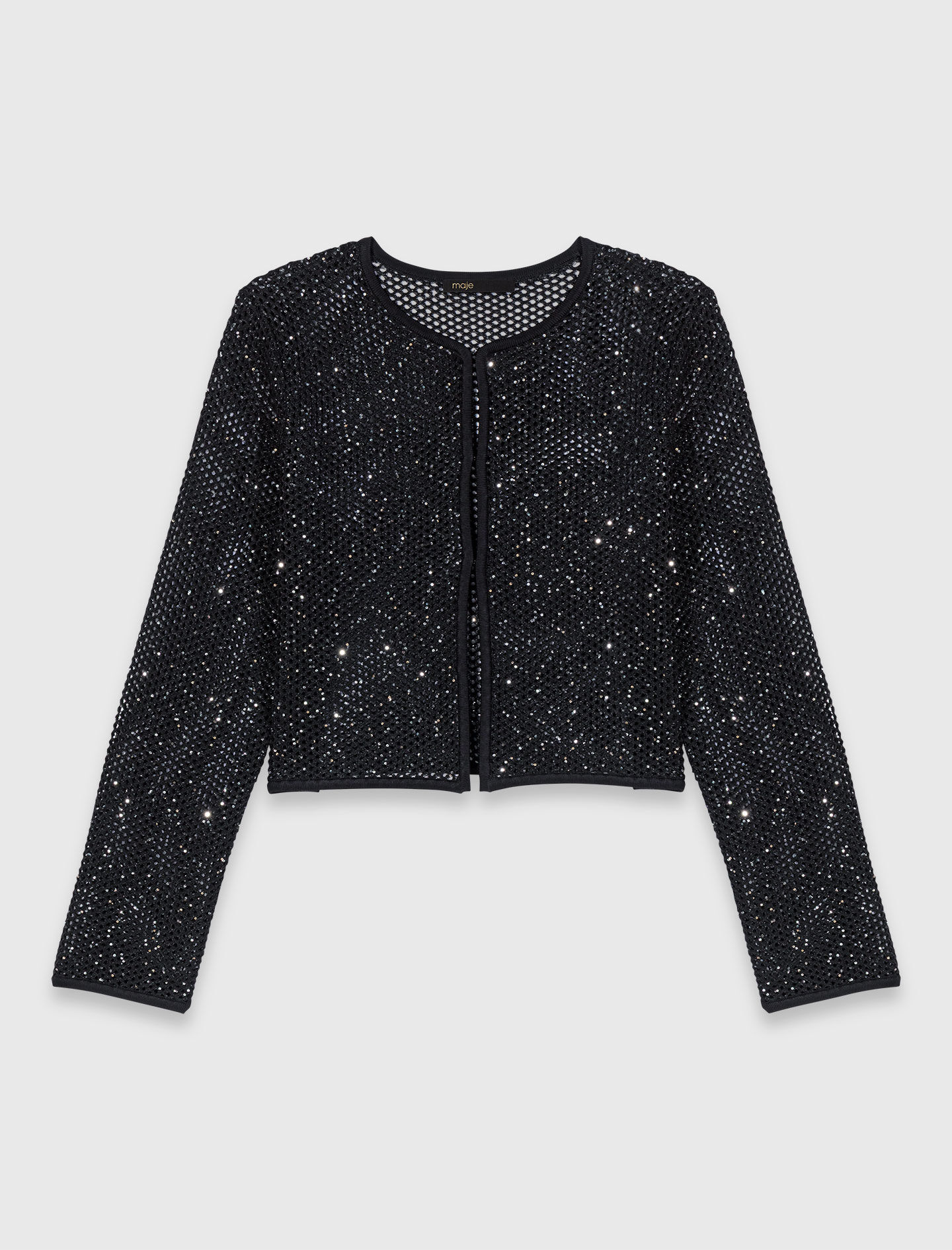 Rhinestone knit cardigan Black / Gray For Women | Maje