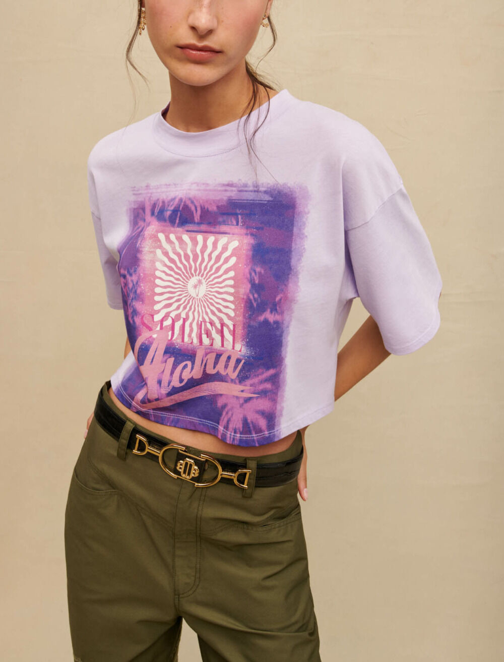 T-MAJE Embroidered T-shirt Black / Gray For Women | Maje