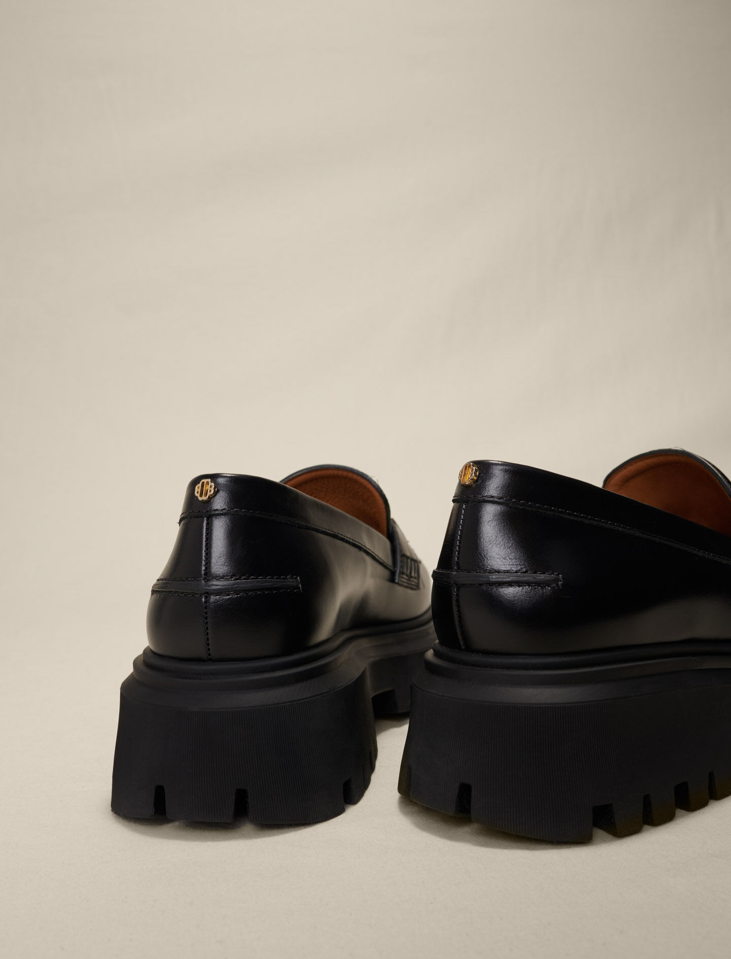 Leather platform loafers Black / Gray For Women | Maje