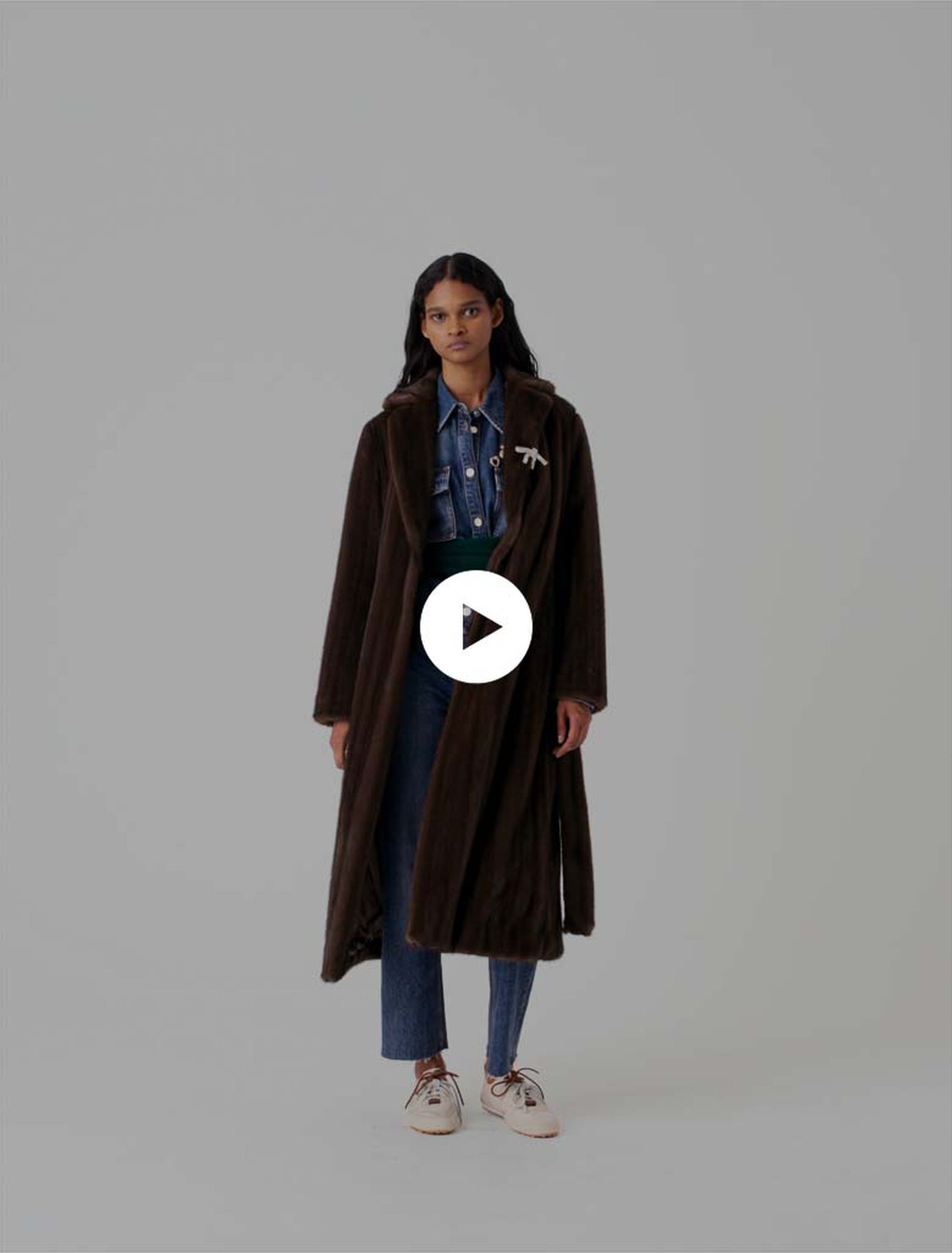 Long faux fur coat