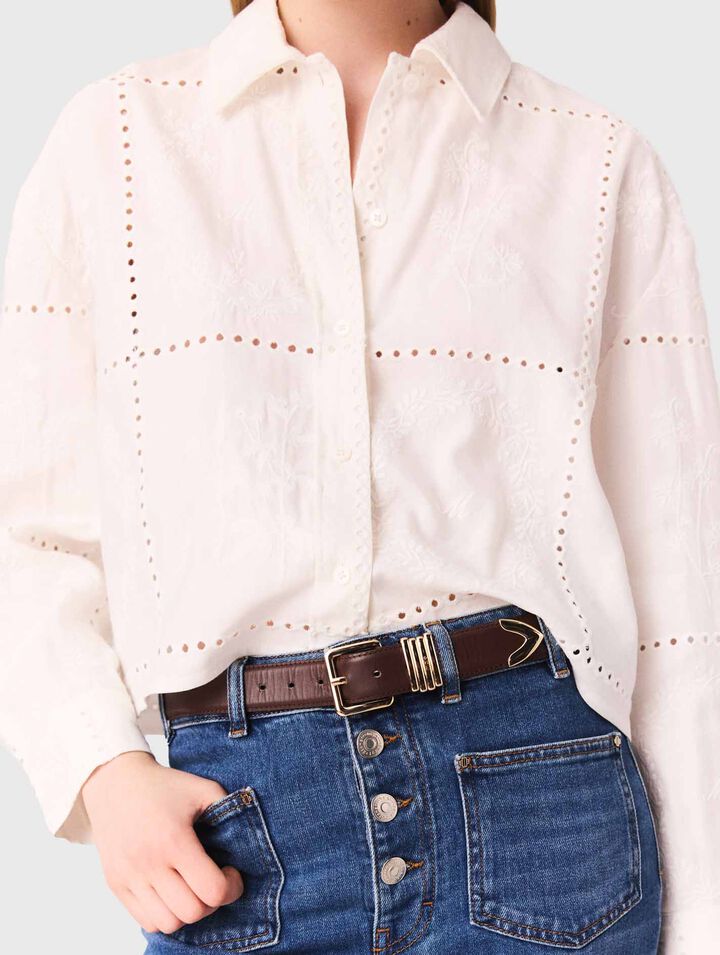 Cropped embroidered shirt