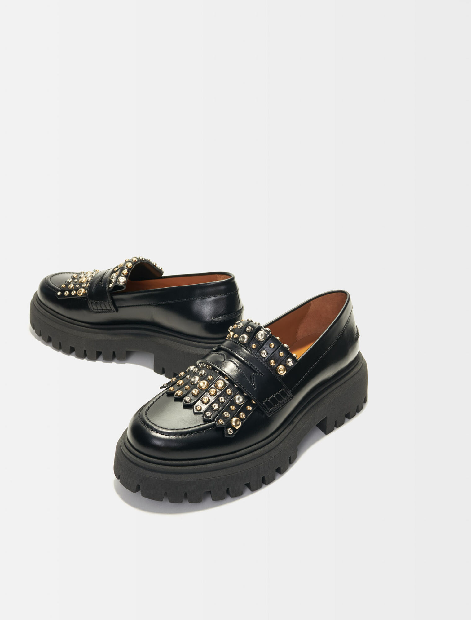 Platform moccasins with studs