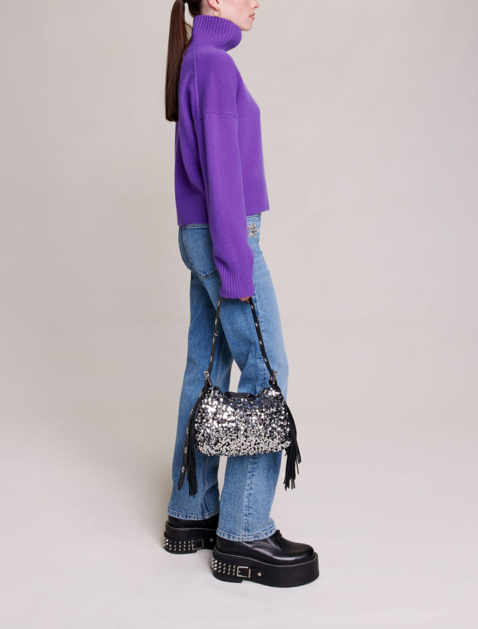 High neck cashmere sweater