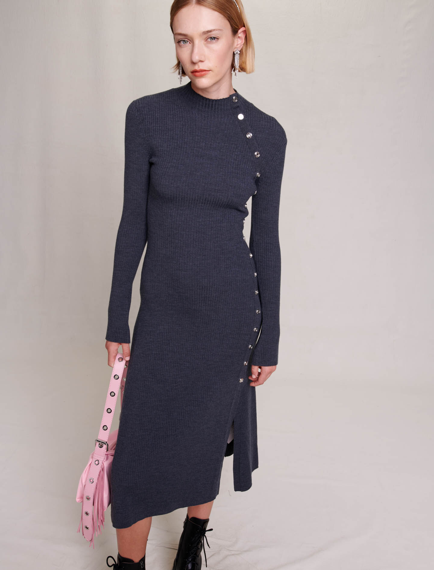 Knit maxi dress Black / Gray For Women | Maje