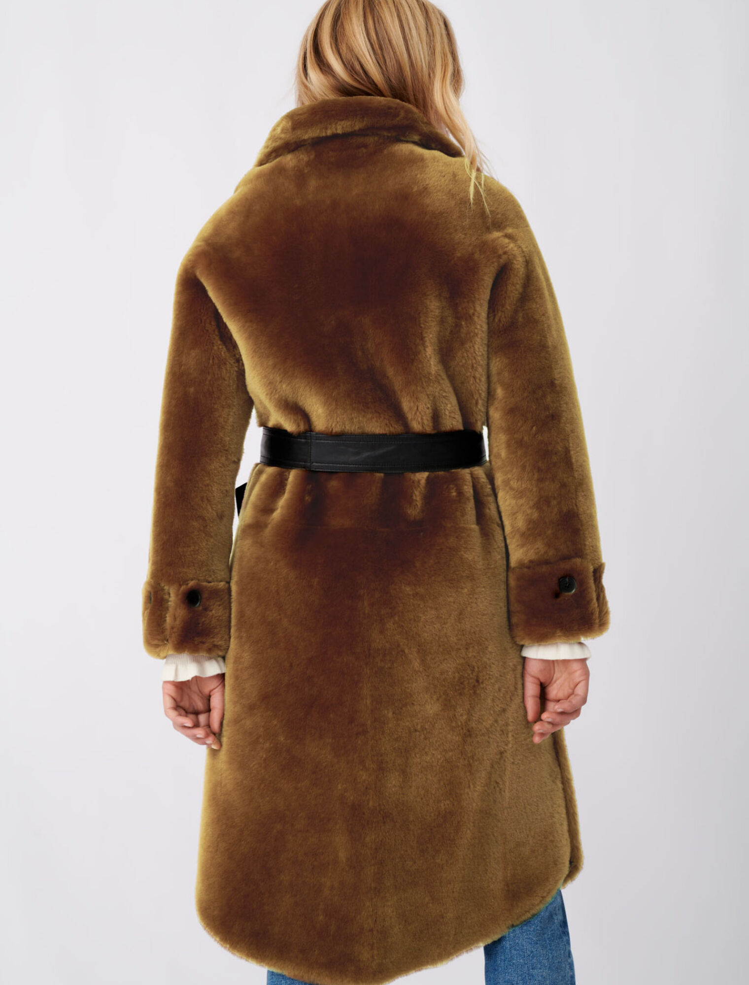 Reversible shearling coat