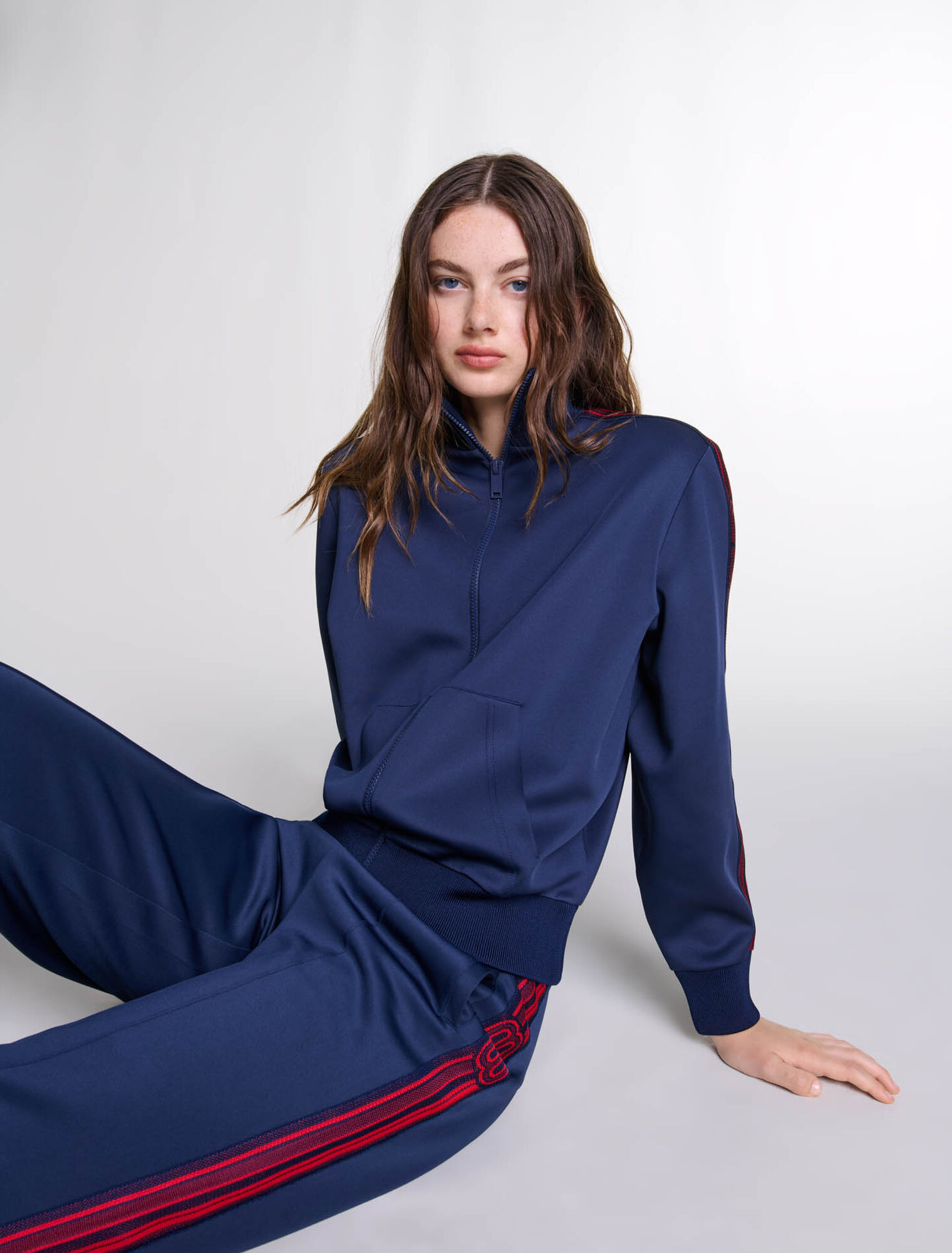 Striped zip-up sweatshirt