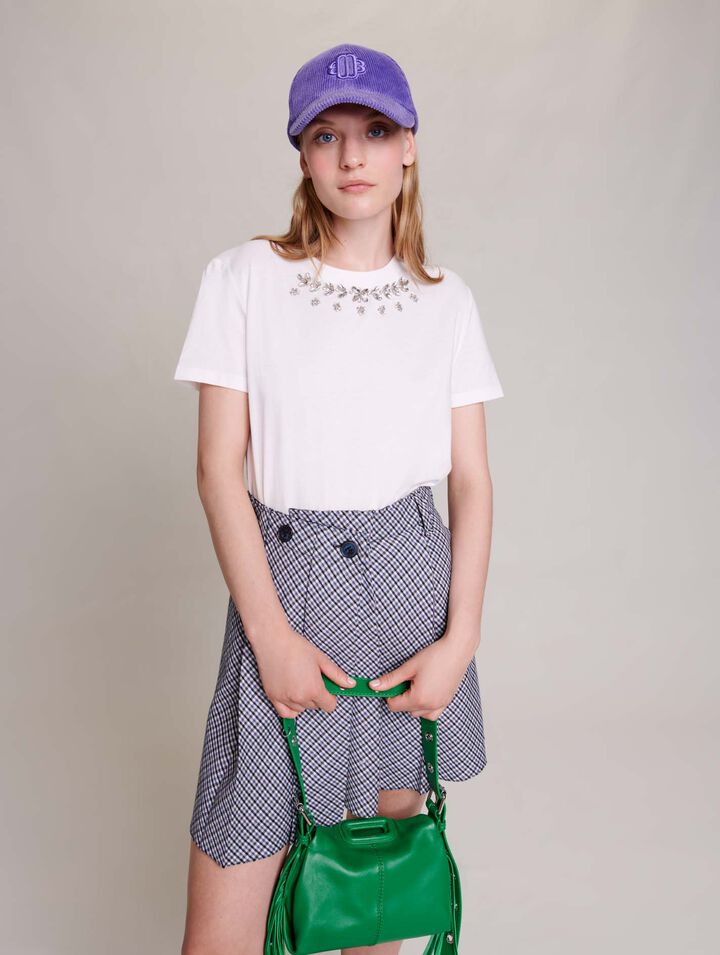 100% cotton T-shirt with rhinestones