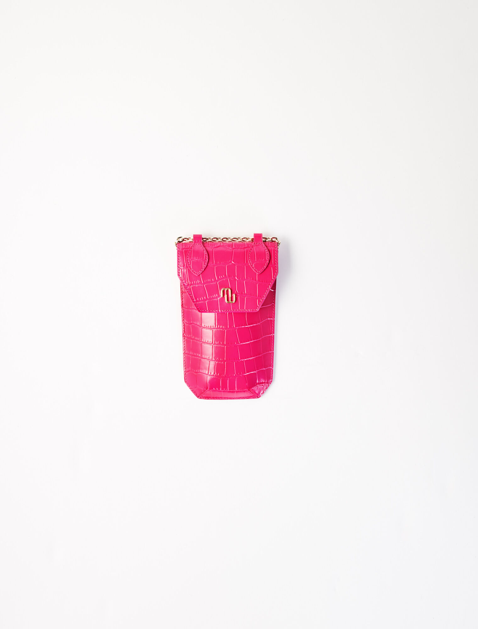 Croco embossed leather phone holder