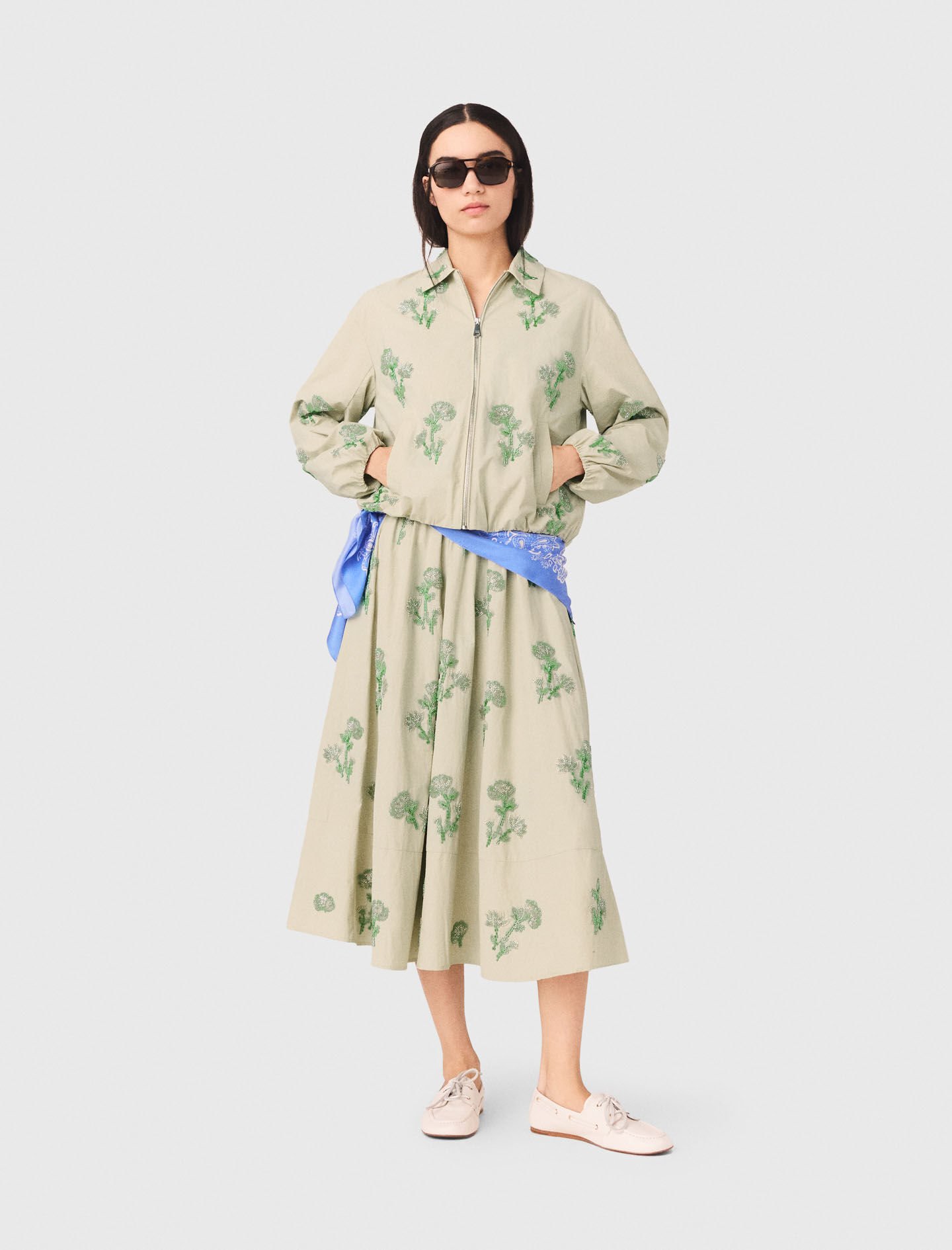 Embroidered technical bomber jacket Natural For Women | Maje