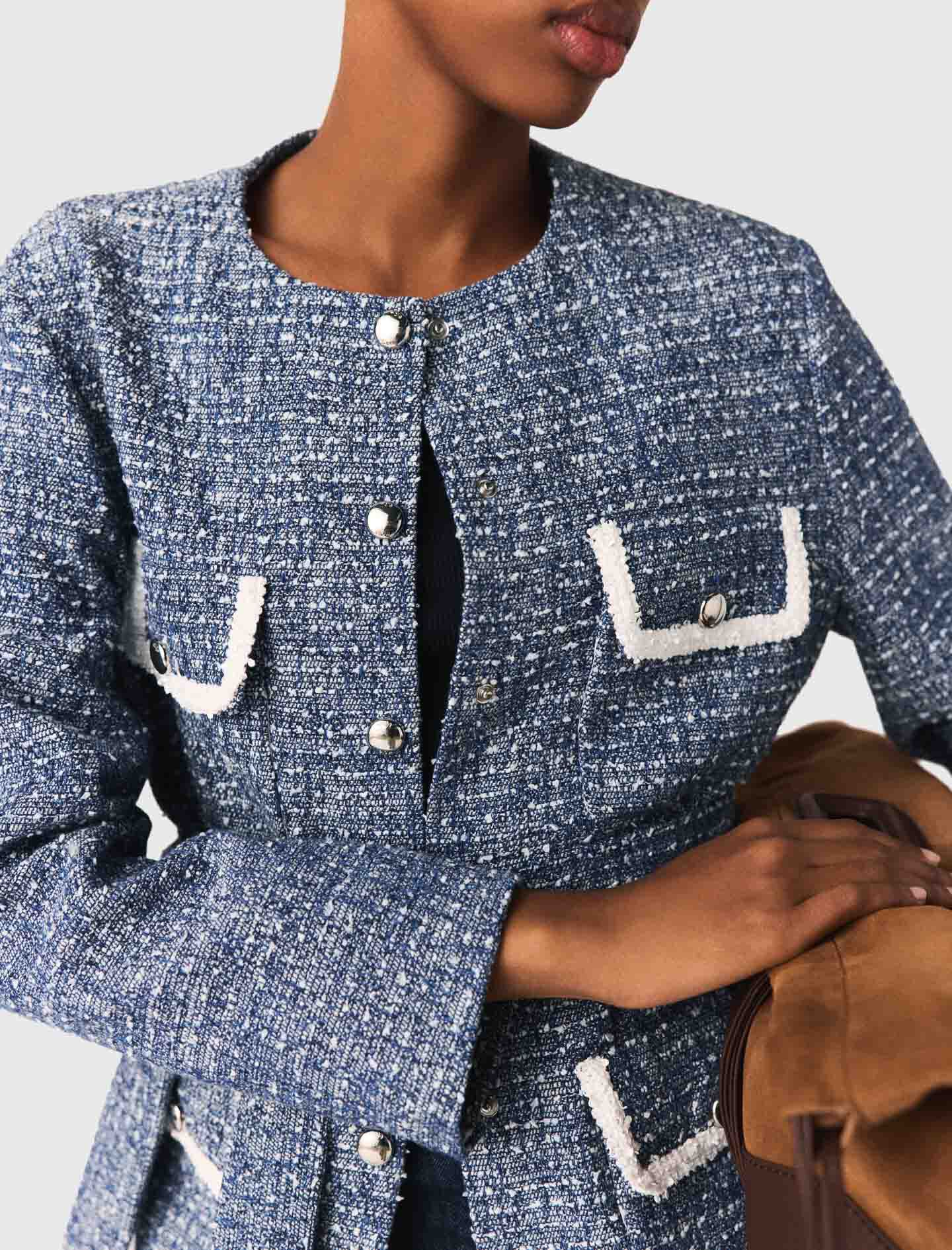 4-pocket tweed jacket Blue For Women | Maje