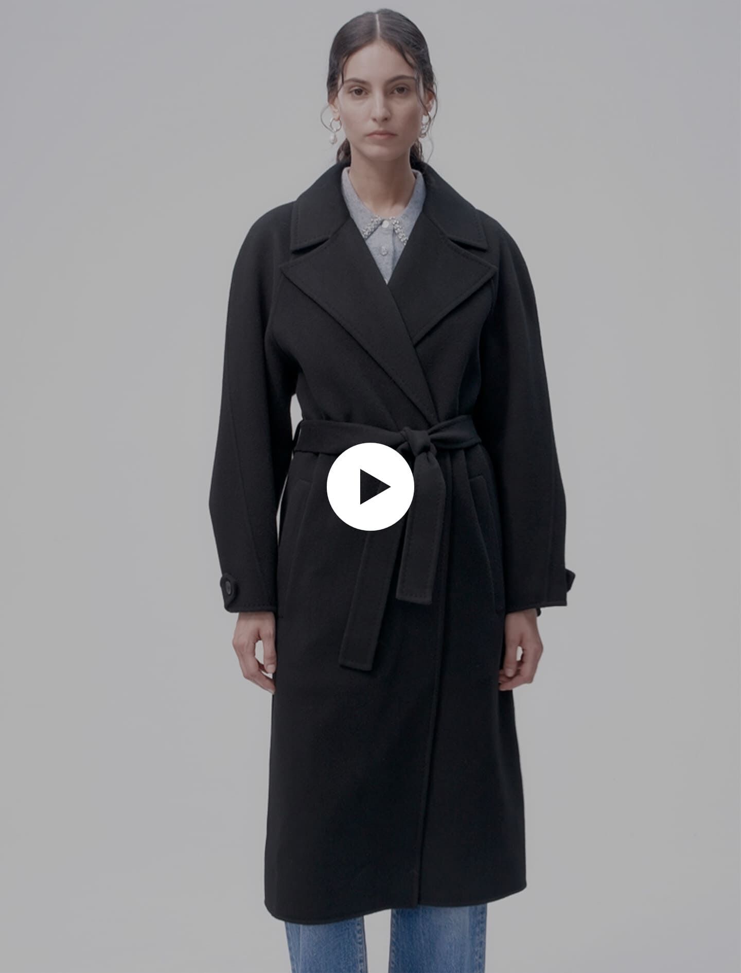 Double-faced mid-length coat Black / Gray For Women | Maje
