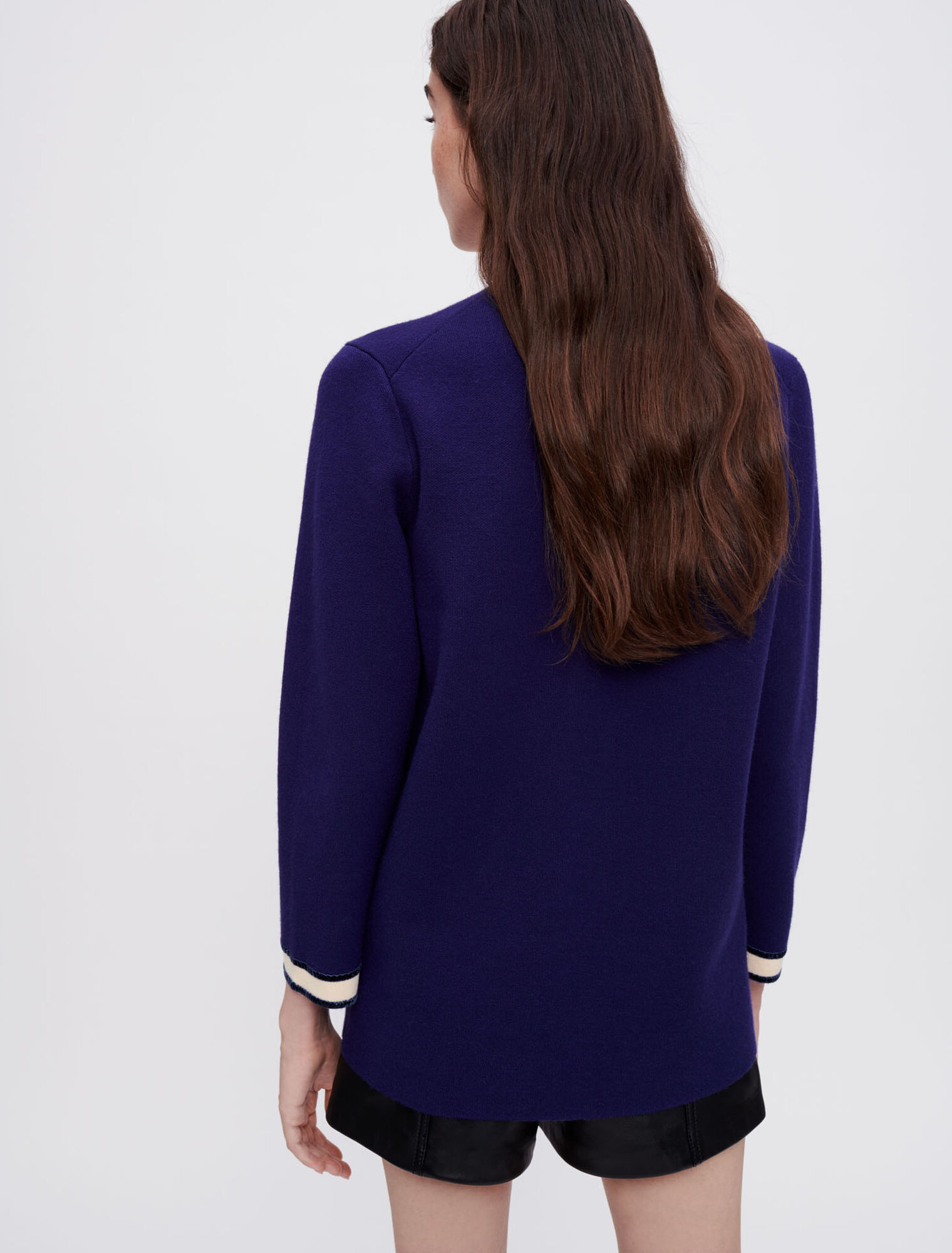 Knit cardigan with horsebit details