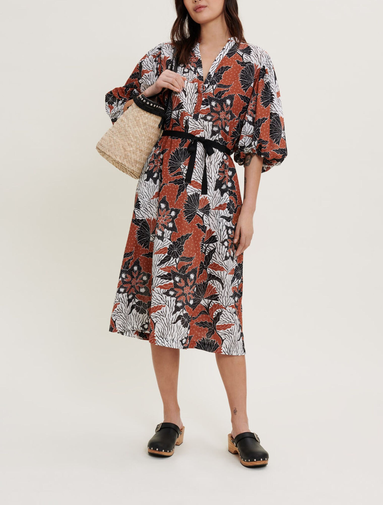 Printed cotton voile dress