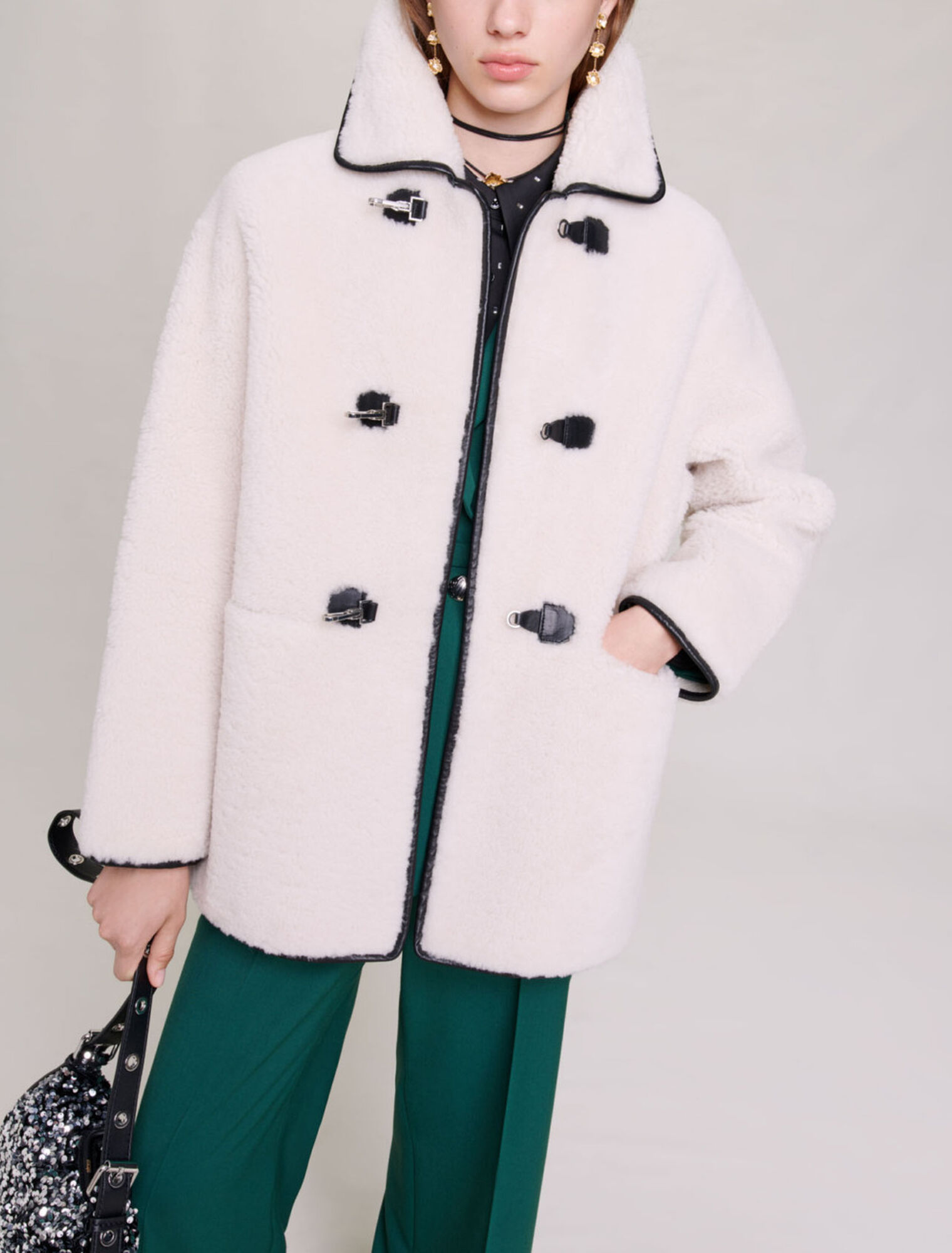 Mid-length shearling coat