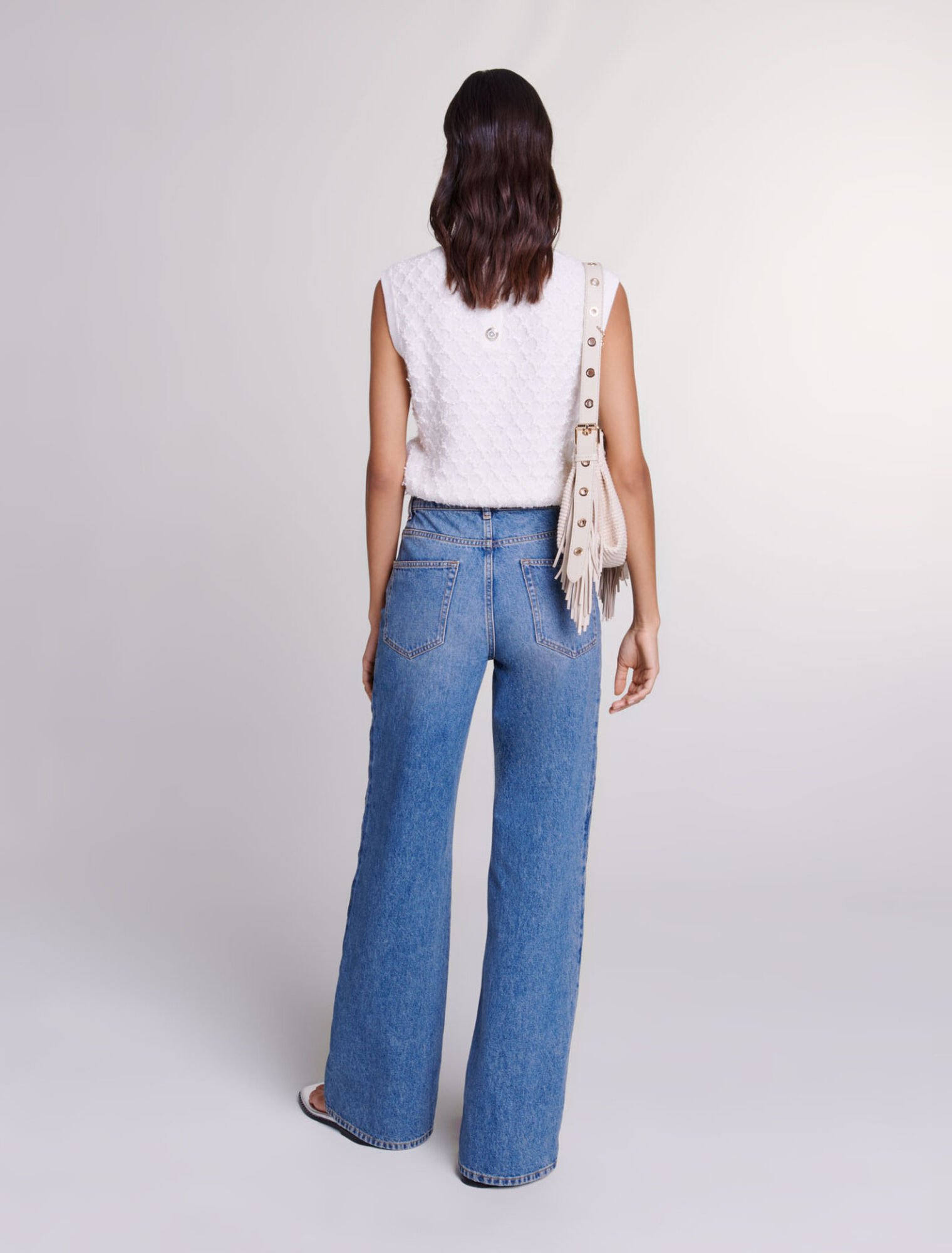 Beaded cutaway jeans