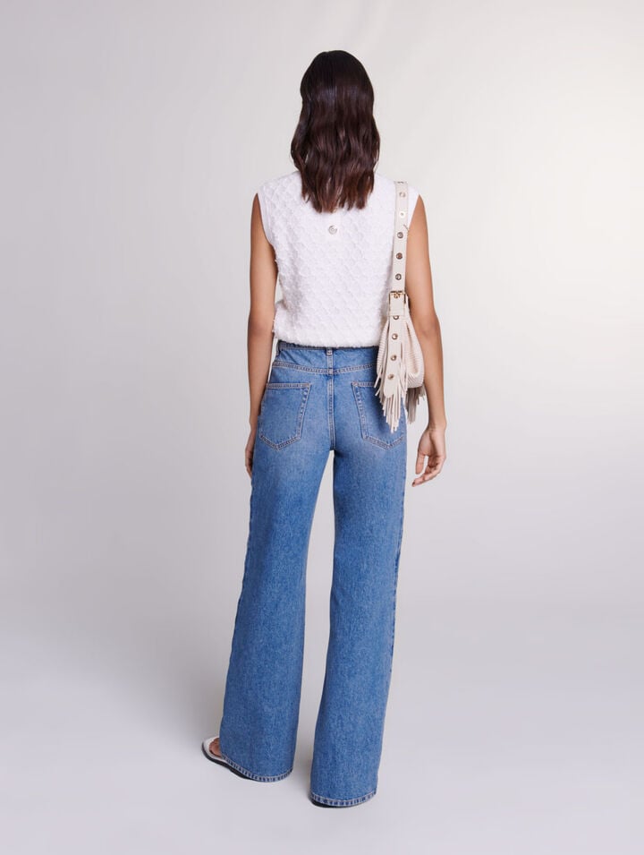 Beaded cutaway jeans