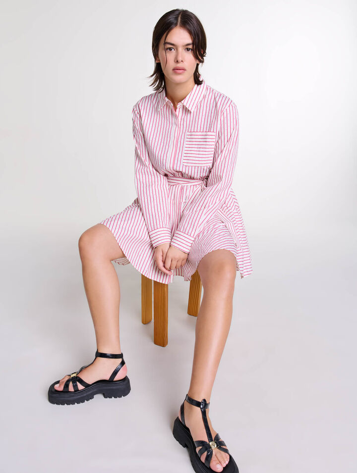 Striped rhinestone short dress