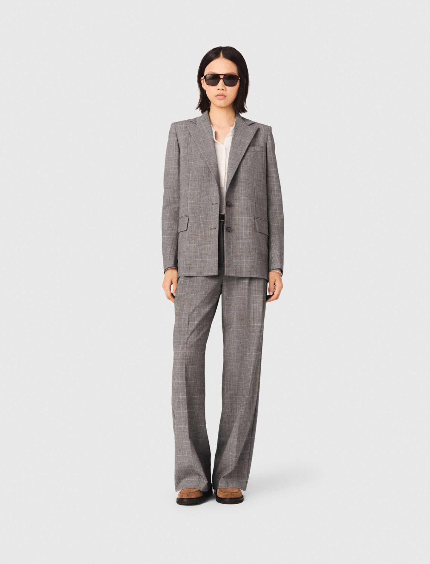 Checked suit jacket Black / Gray For Women | Maje