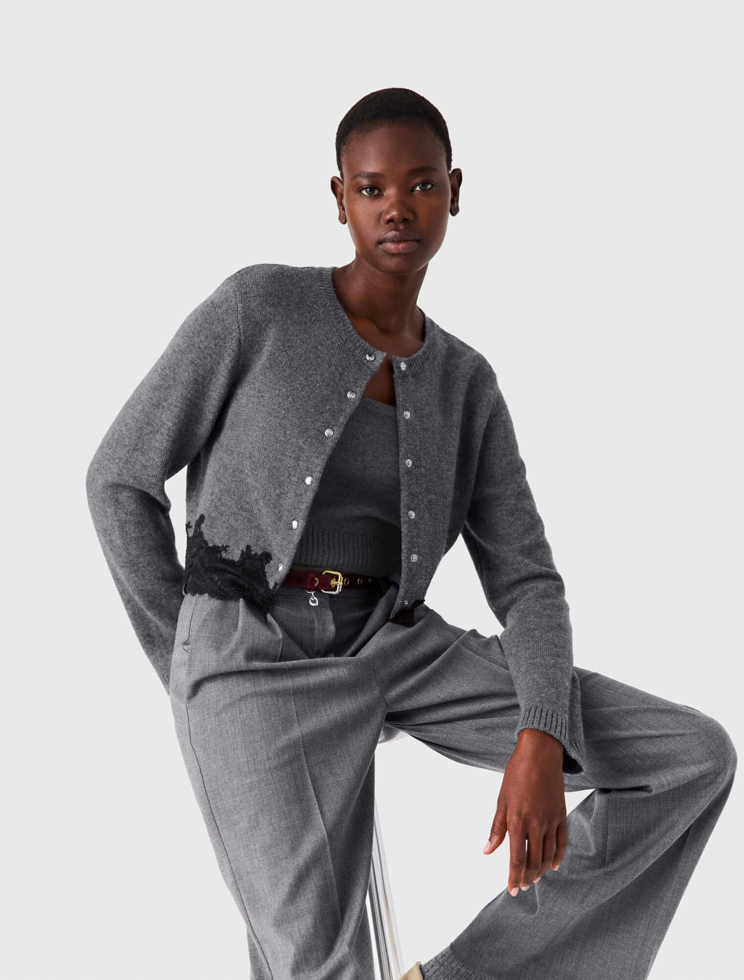 Twinset with lace trim