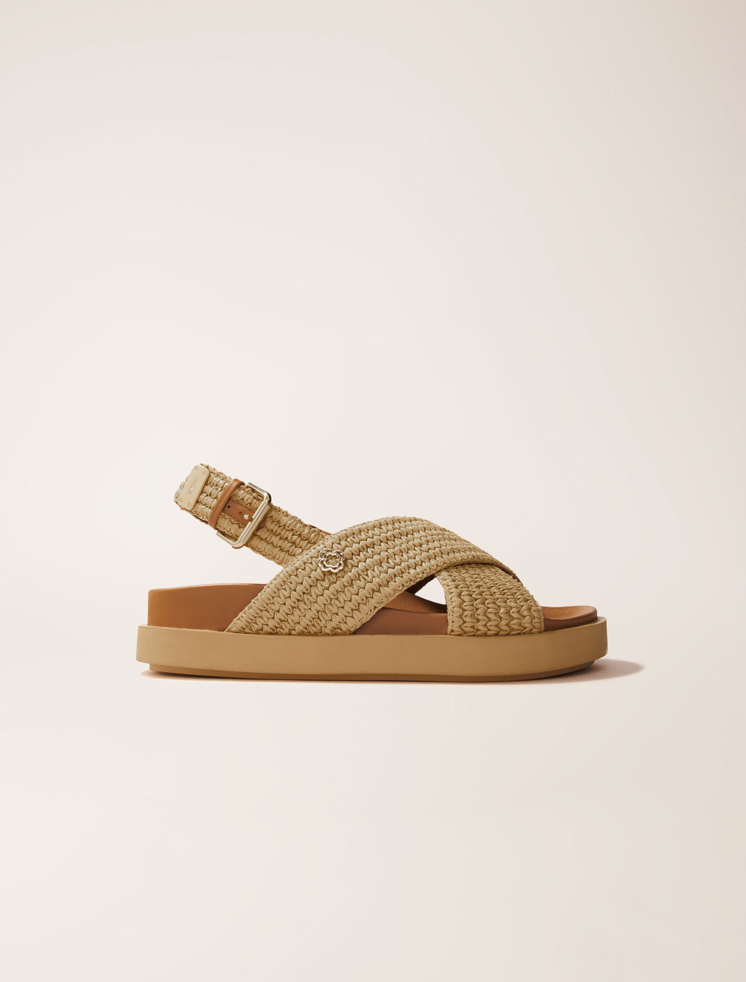 Raffia-effect flat sandals