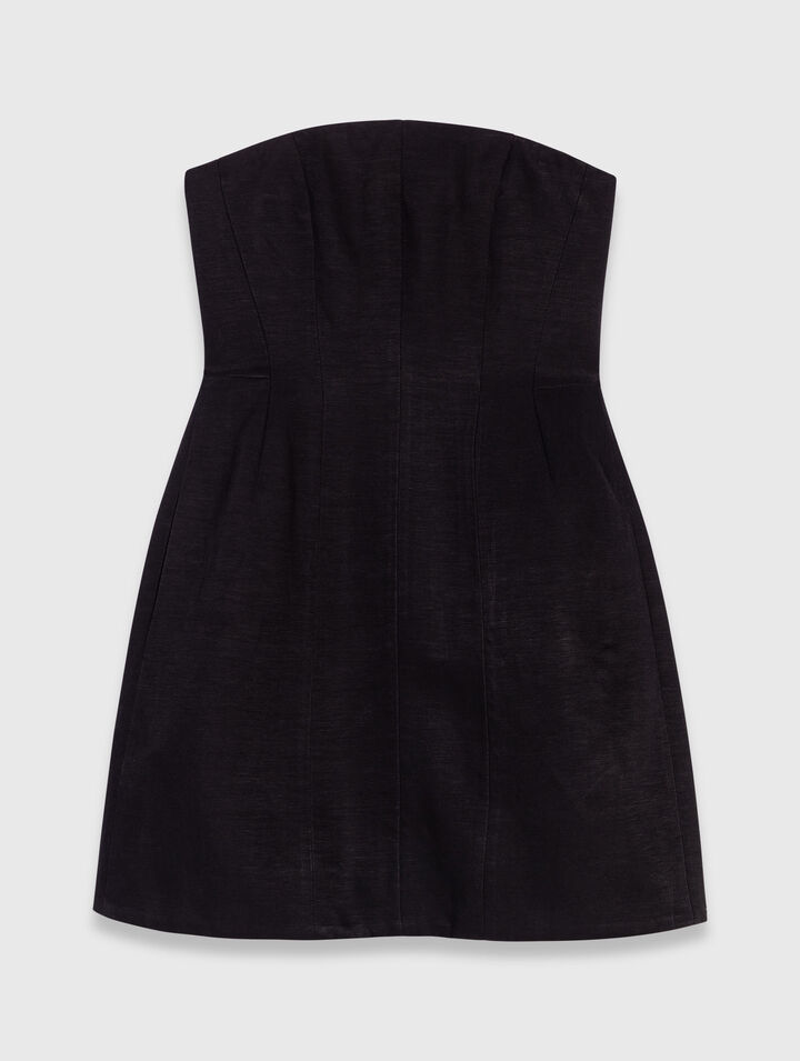 Short strapless linen dress