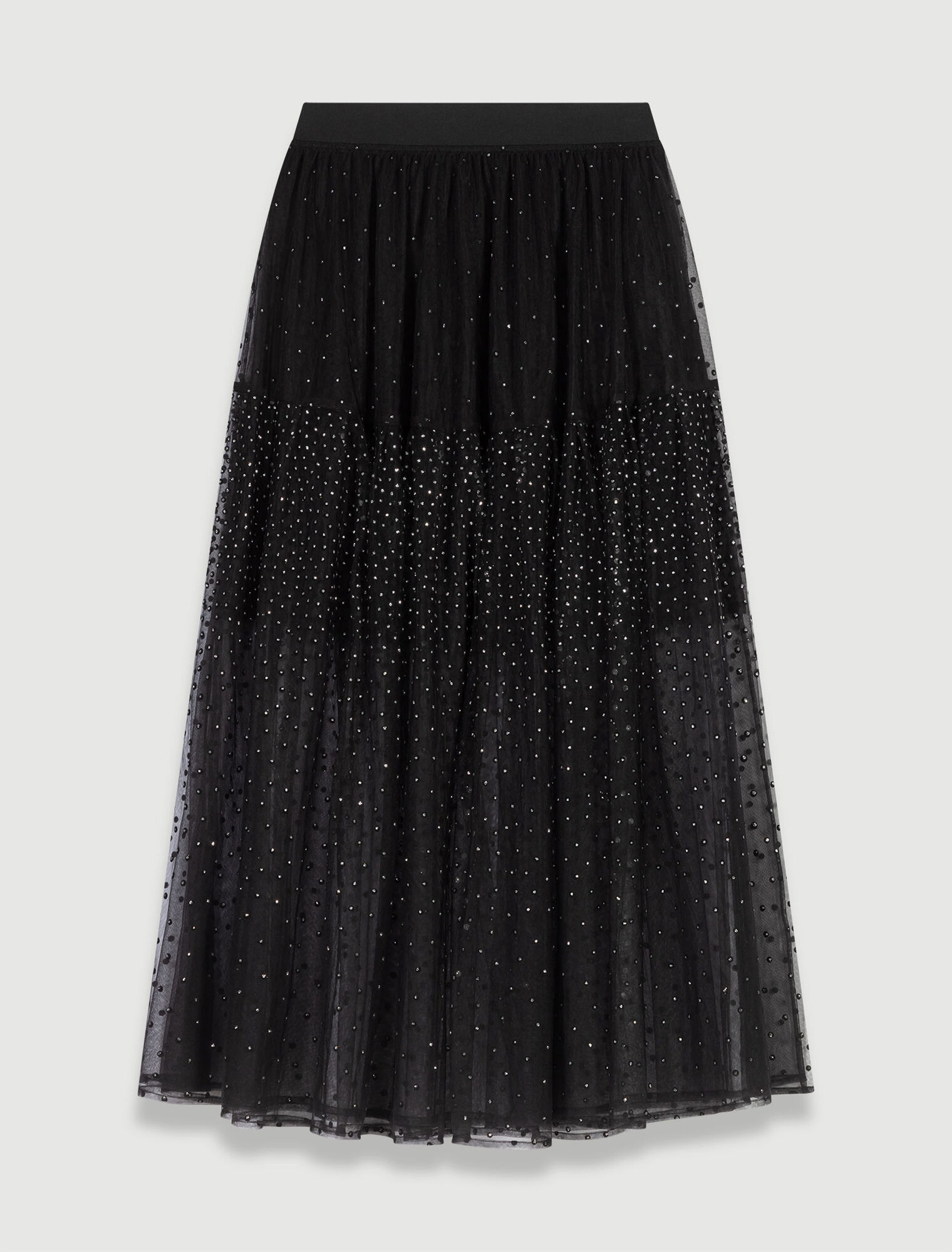 Glittery spotted long tulle skirt