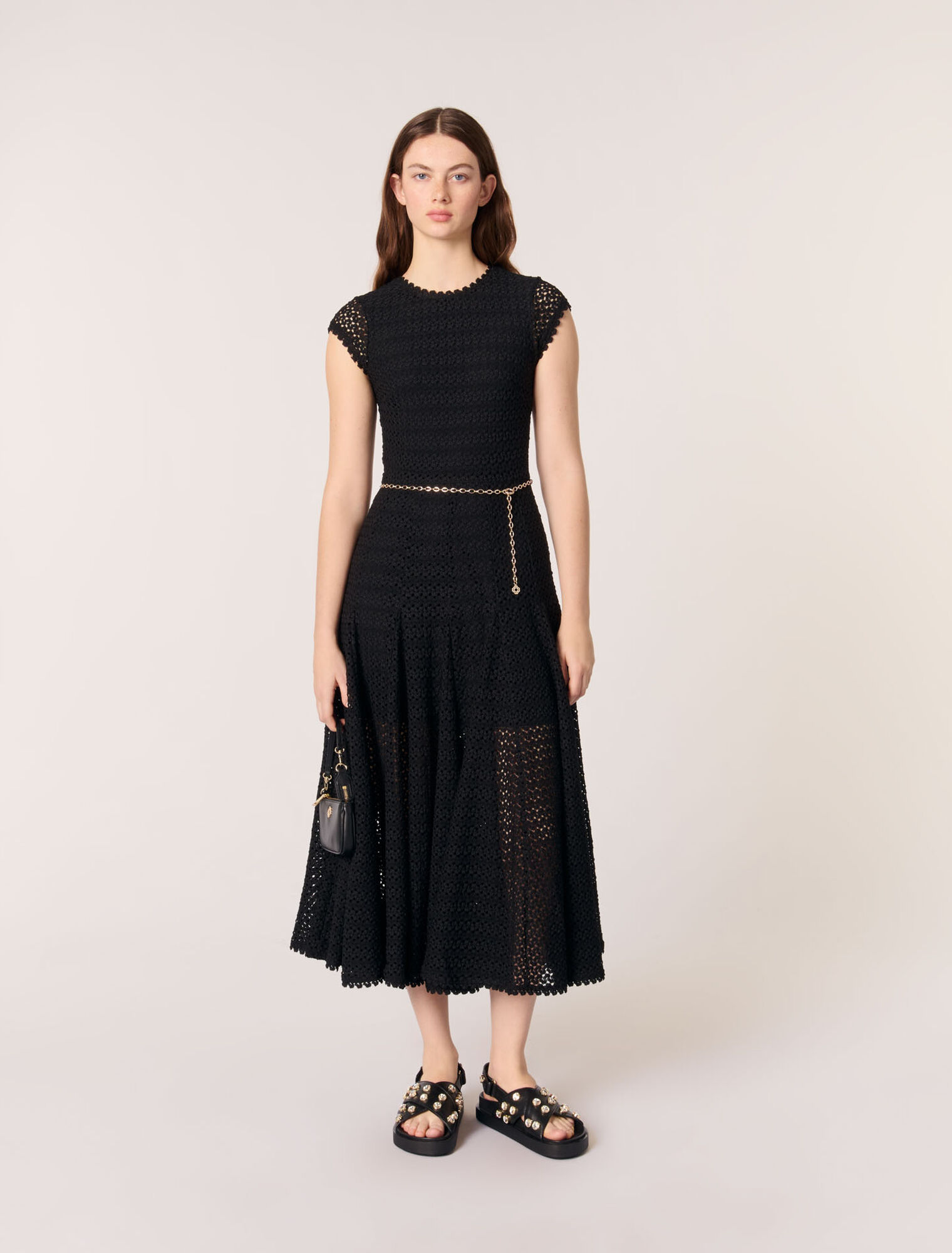 Crochet-knit maxi dress
