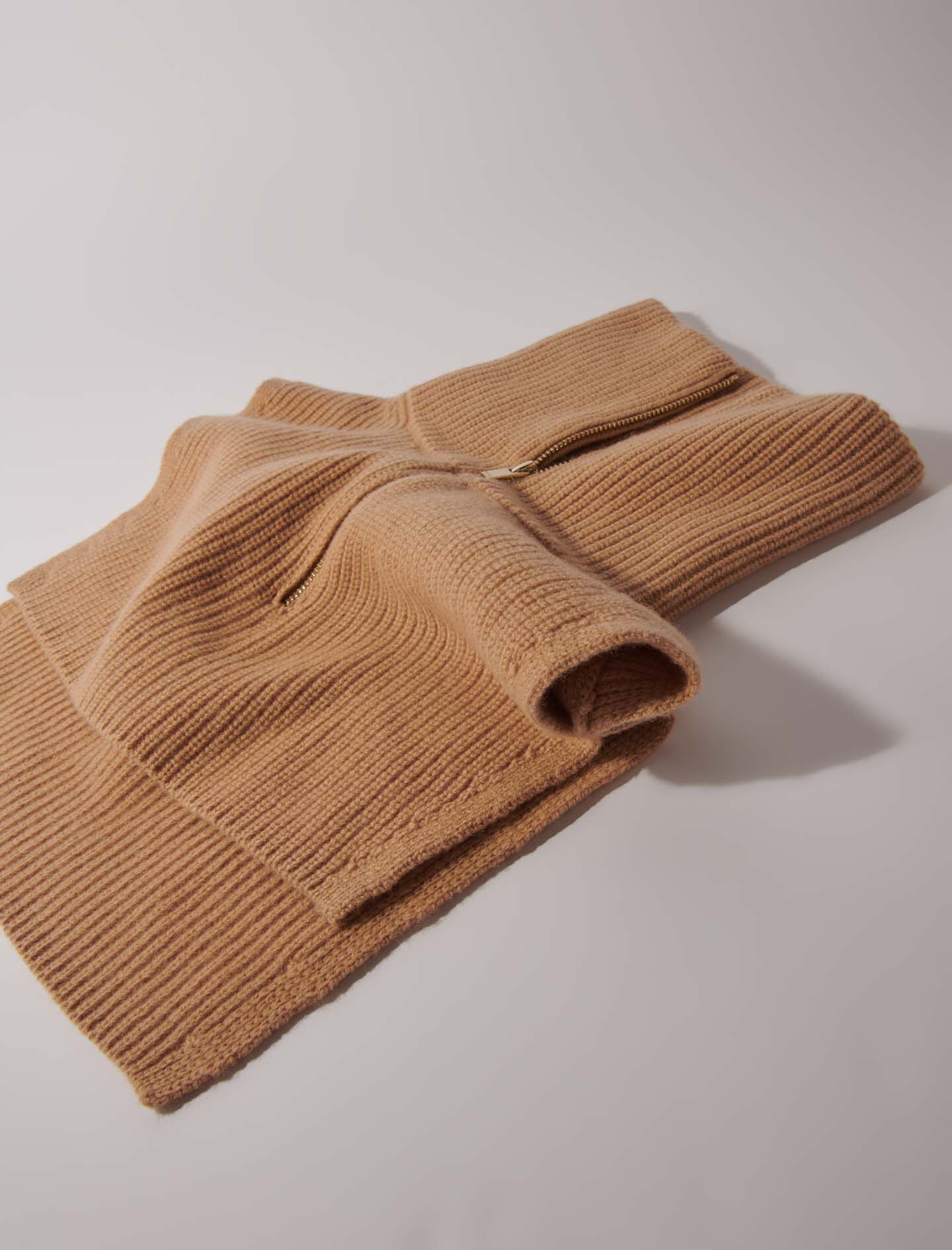 Cashmere/wool zip-up neck warmer Brown For Women | Maje
