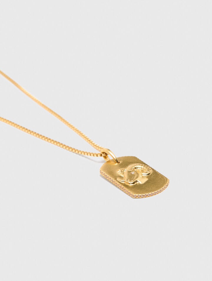 Zodiac sign plaque necklace