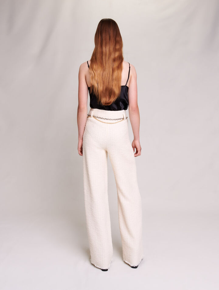 Wide-leg tweed trousers
