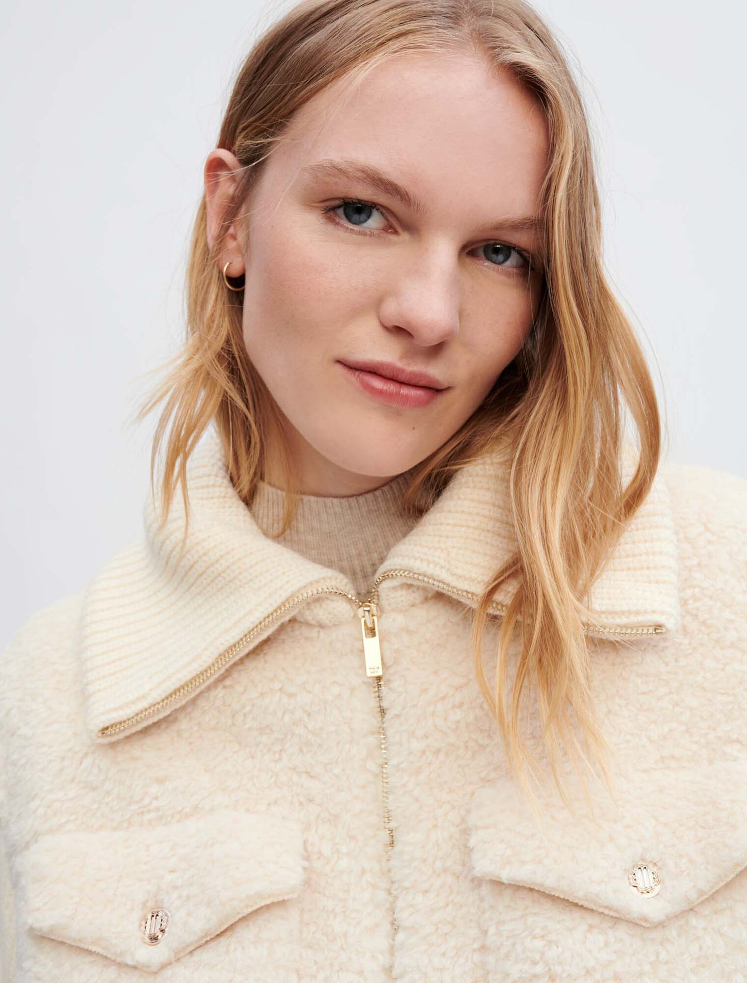 Faux fur and knit jacket