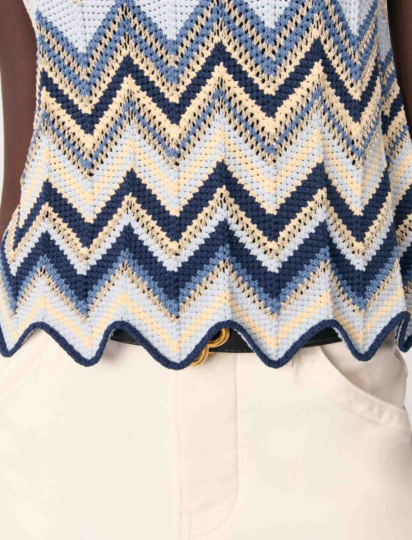 Crochet-knit top Blue For Women | Maje