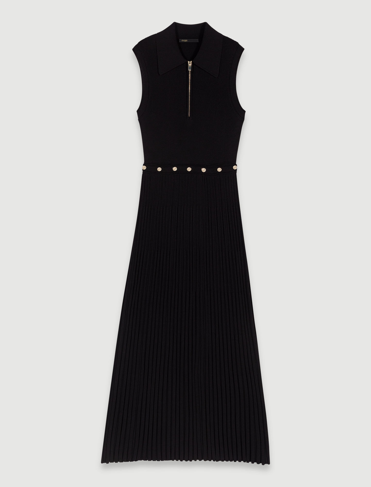 Rib knit maxi dress Black / Gray For Women | Maje Rib knit maxi dress Black / Gray For Women | Maje