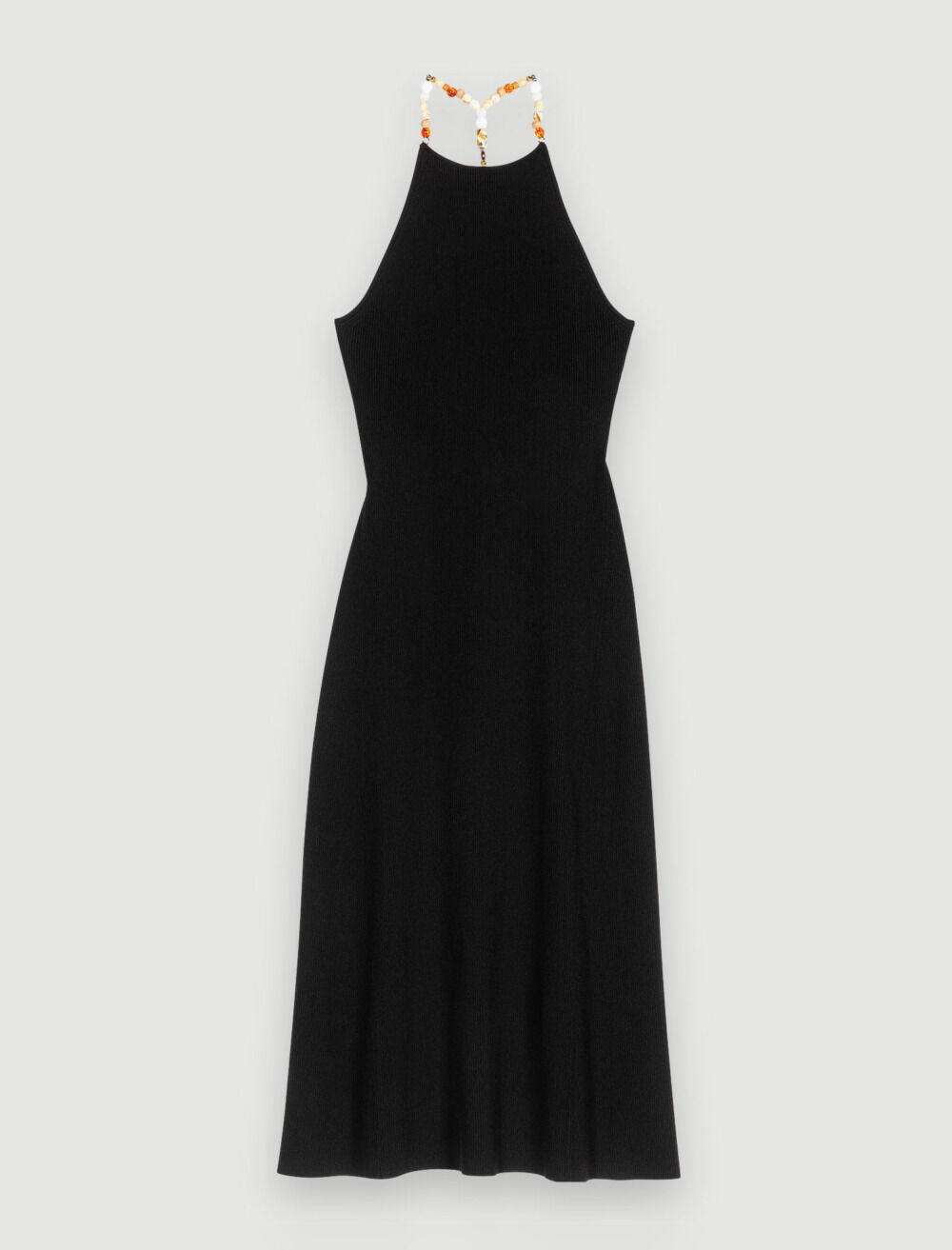 Long dress with chain detail Black / Gray For Women | Maje