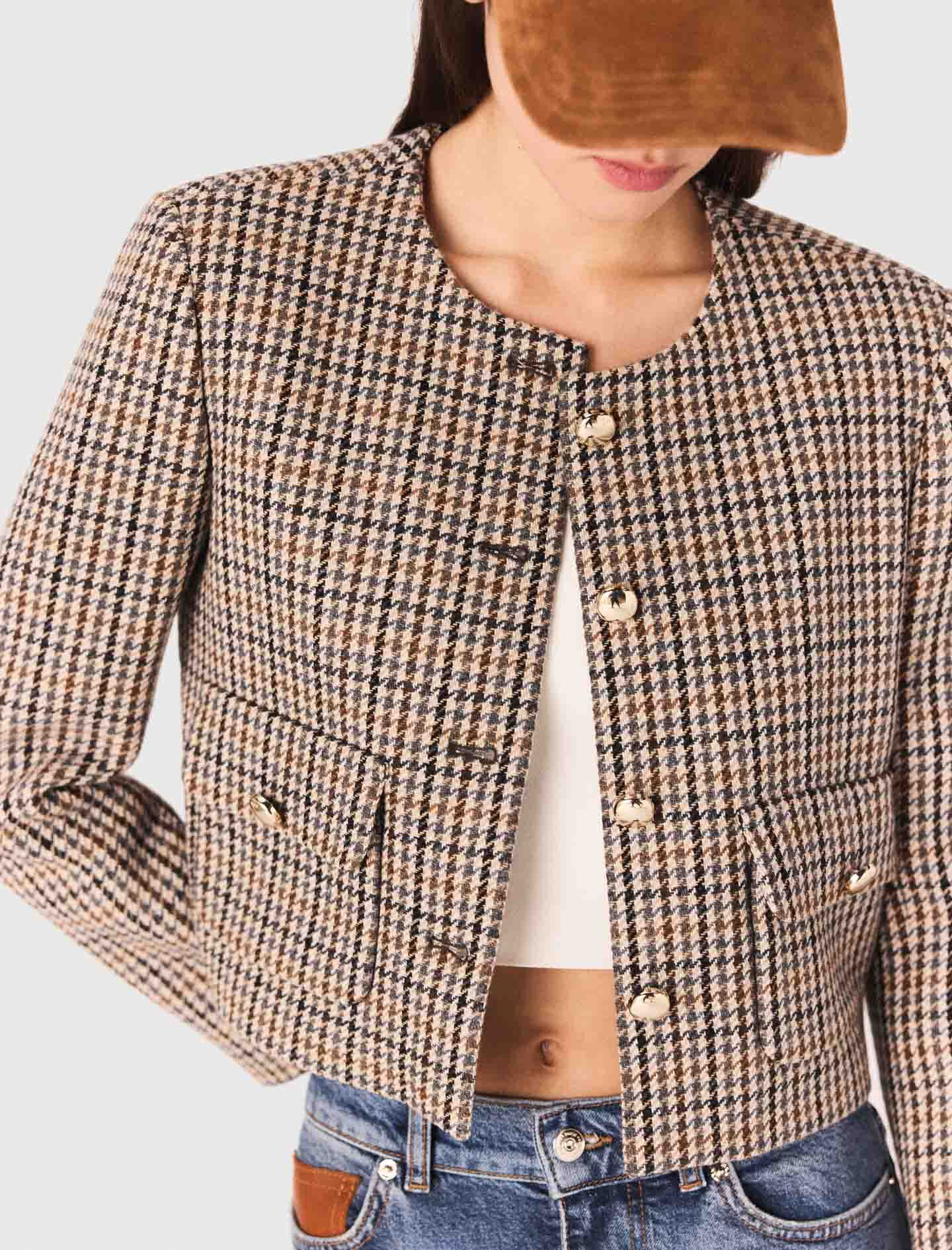Short checked jacket Natural For Women | Maje