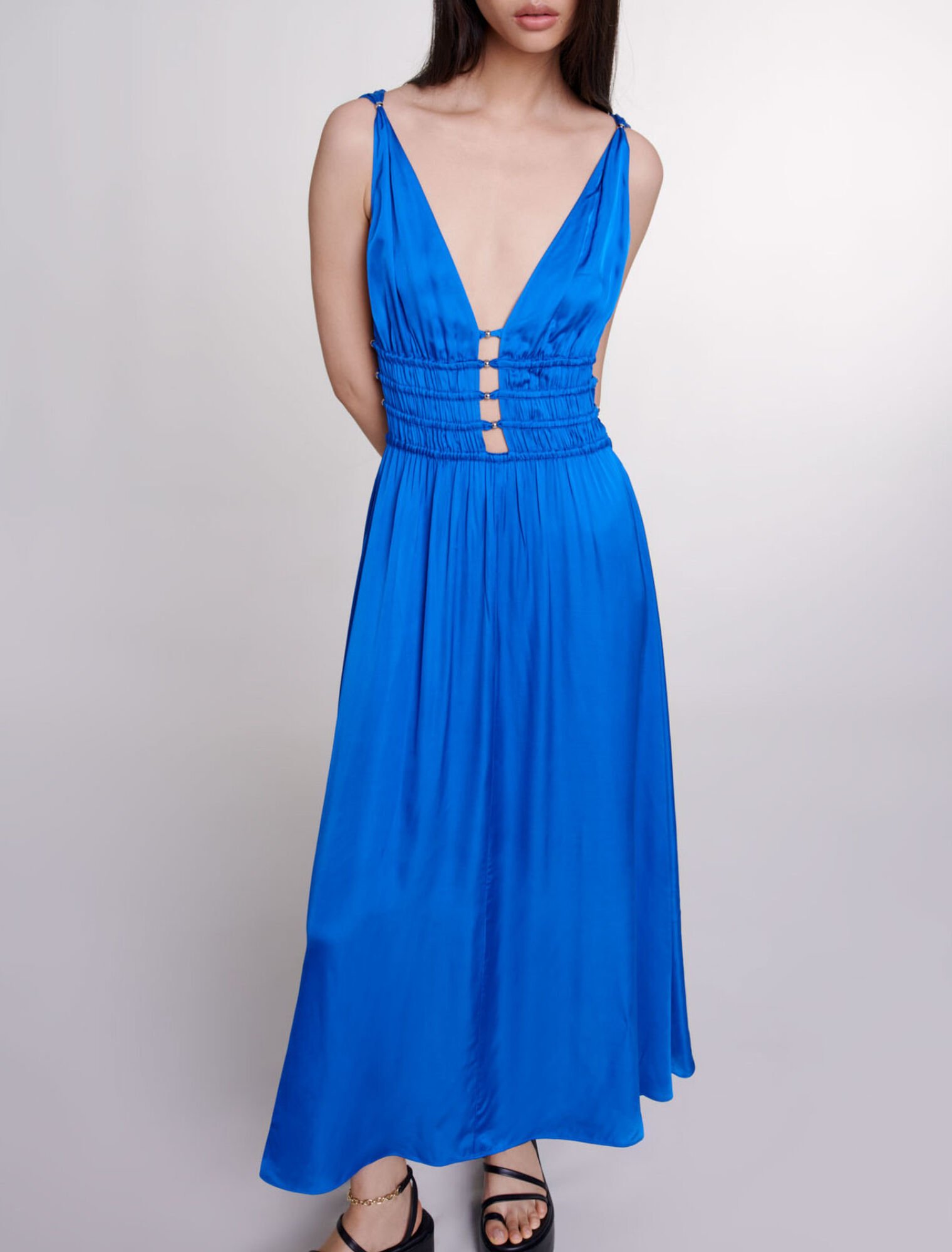 Openwork satin-effect dress