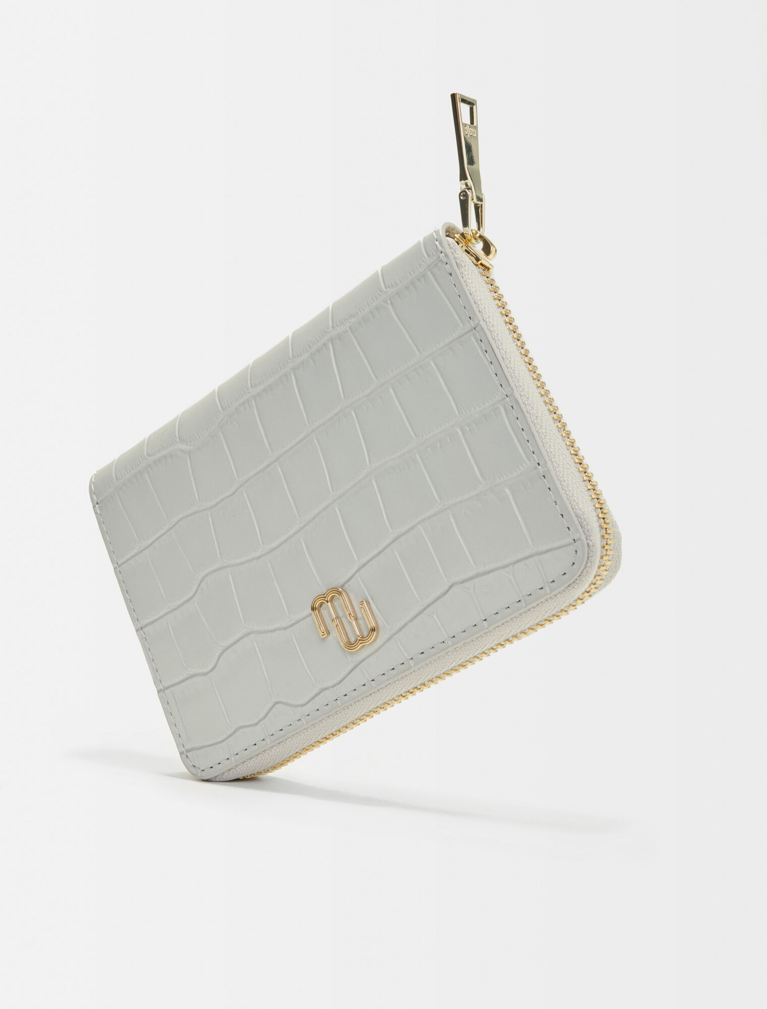 Croc-effect embossed leather wallet
