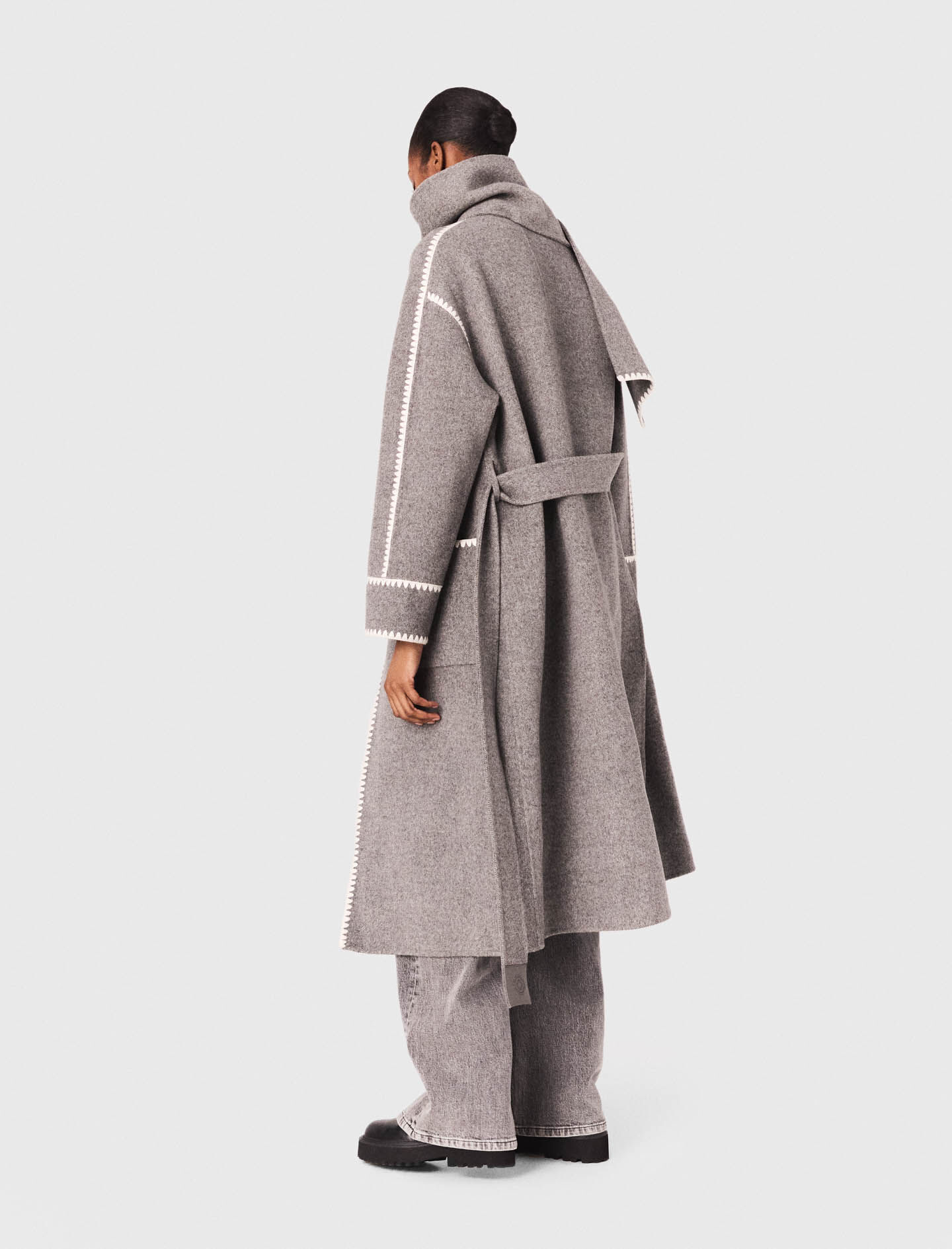 Long double-faced coat Black / Gray For Women | Maje