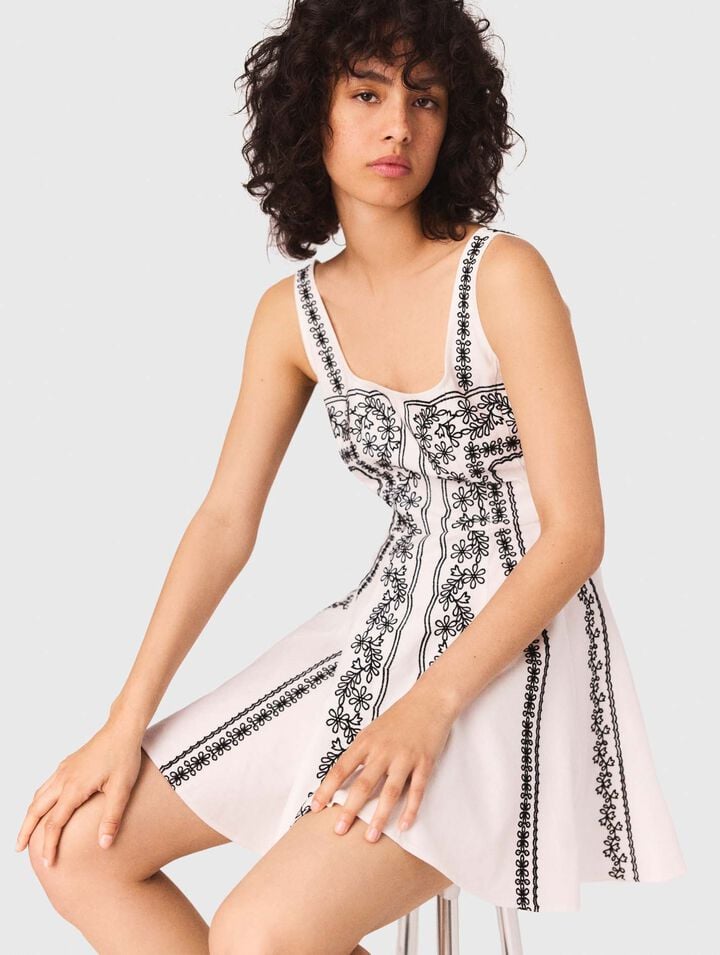 Short embroidered strap dress