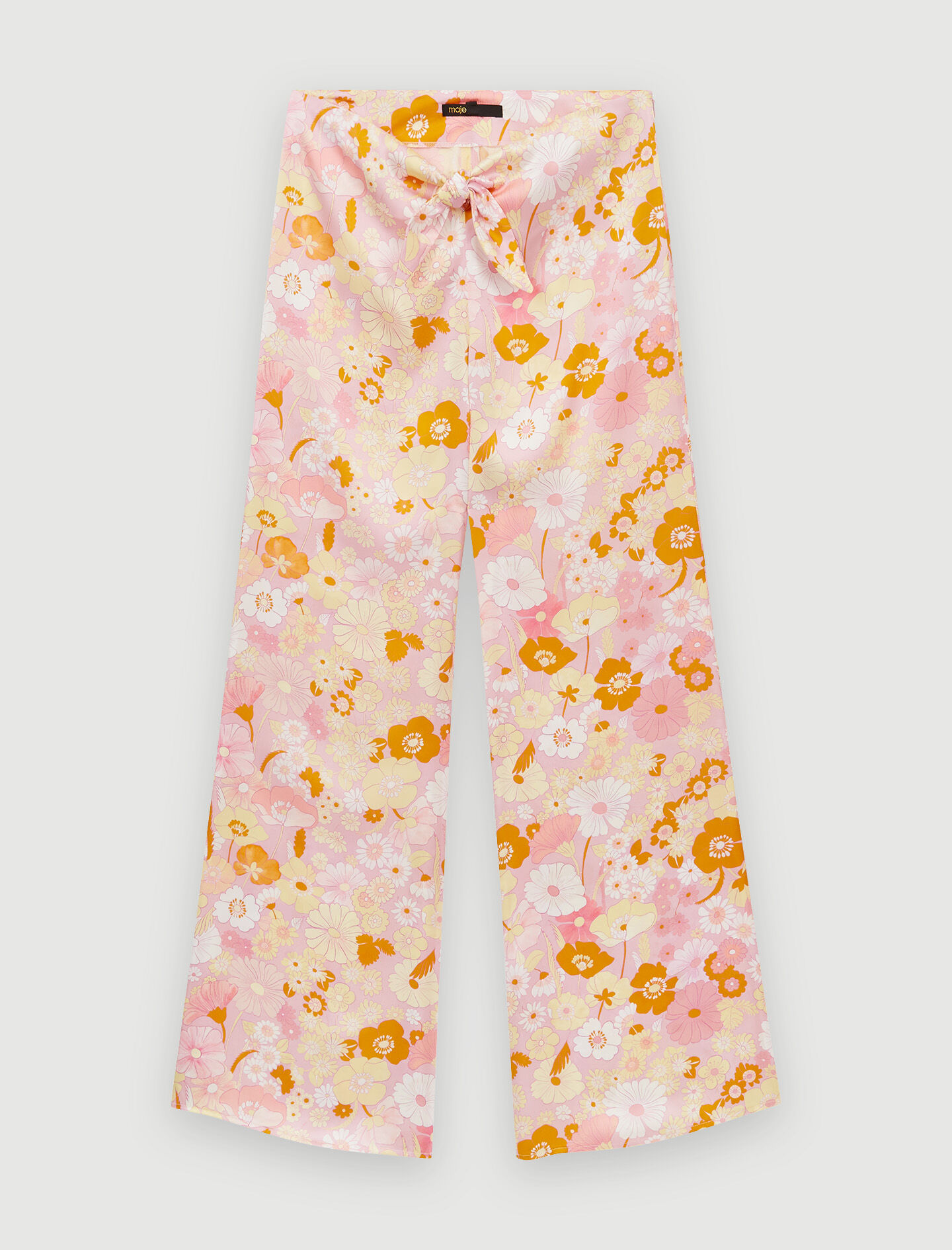 Fluid Flower Power print pants Pink For Women | Maje Fluid Flower Power print pants Pink For Women | Maje