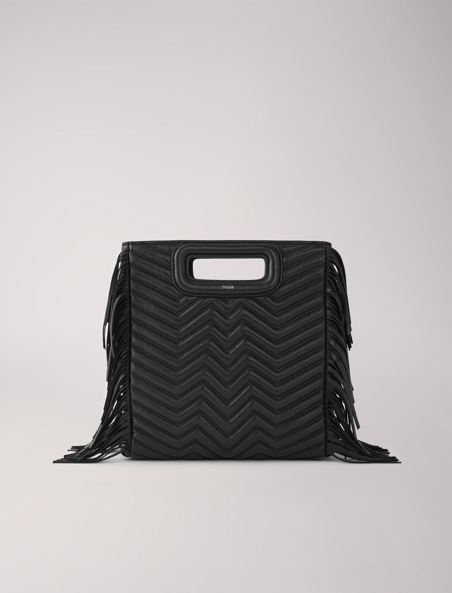 Leather bag with chain strap Black / Gray For Women | Maje