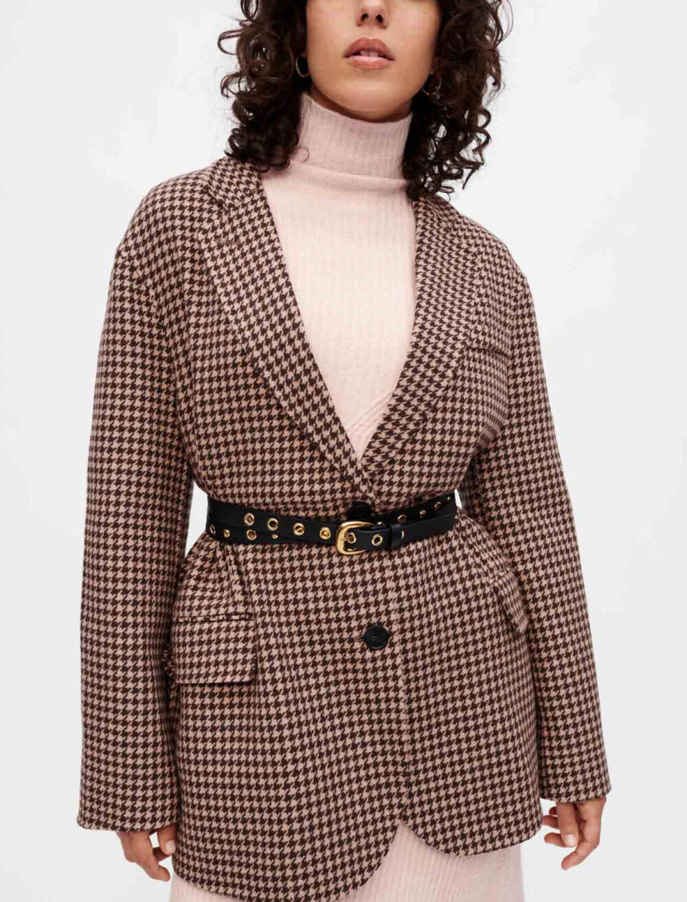 Oversized houndstooth coat Brown For Women Maje