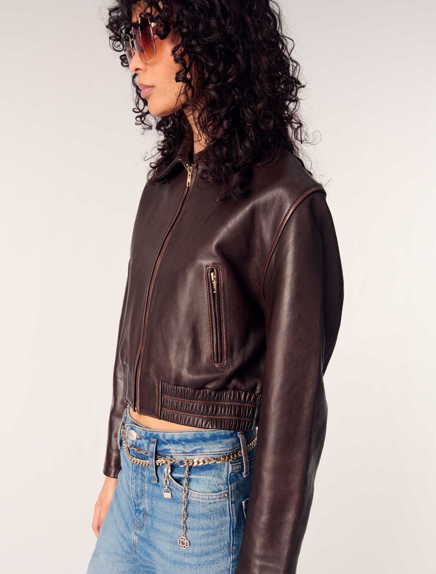 Vintage leather cropped jacket