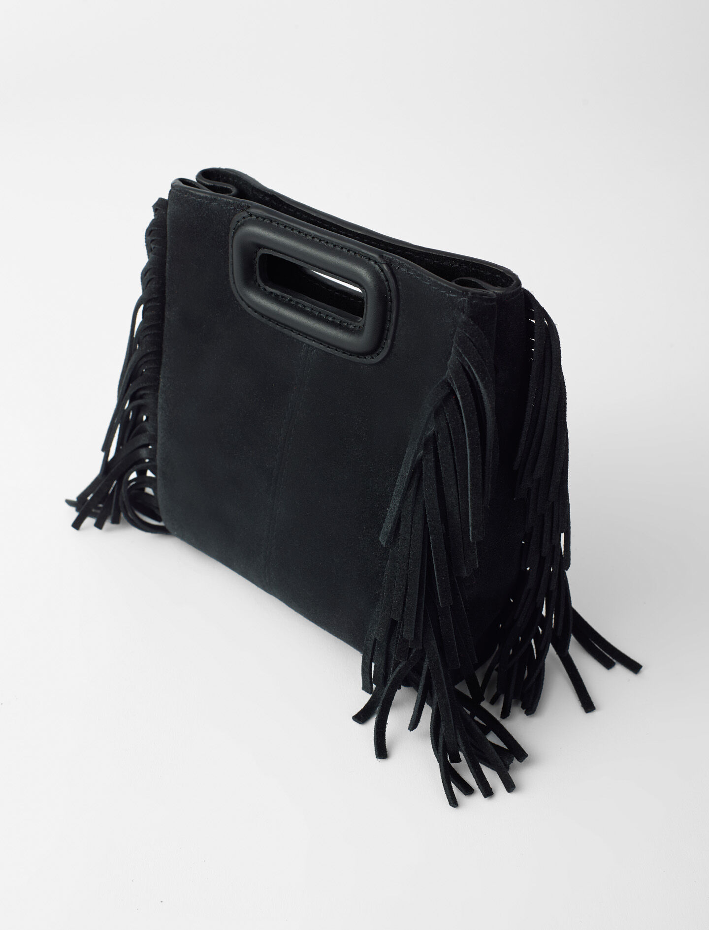 M mini bag in suede leather Black Gray For Women Maje