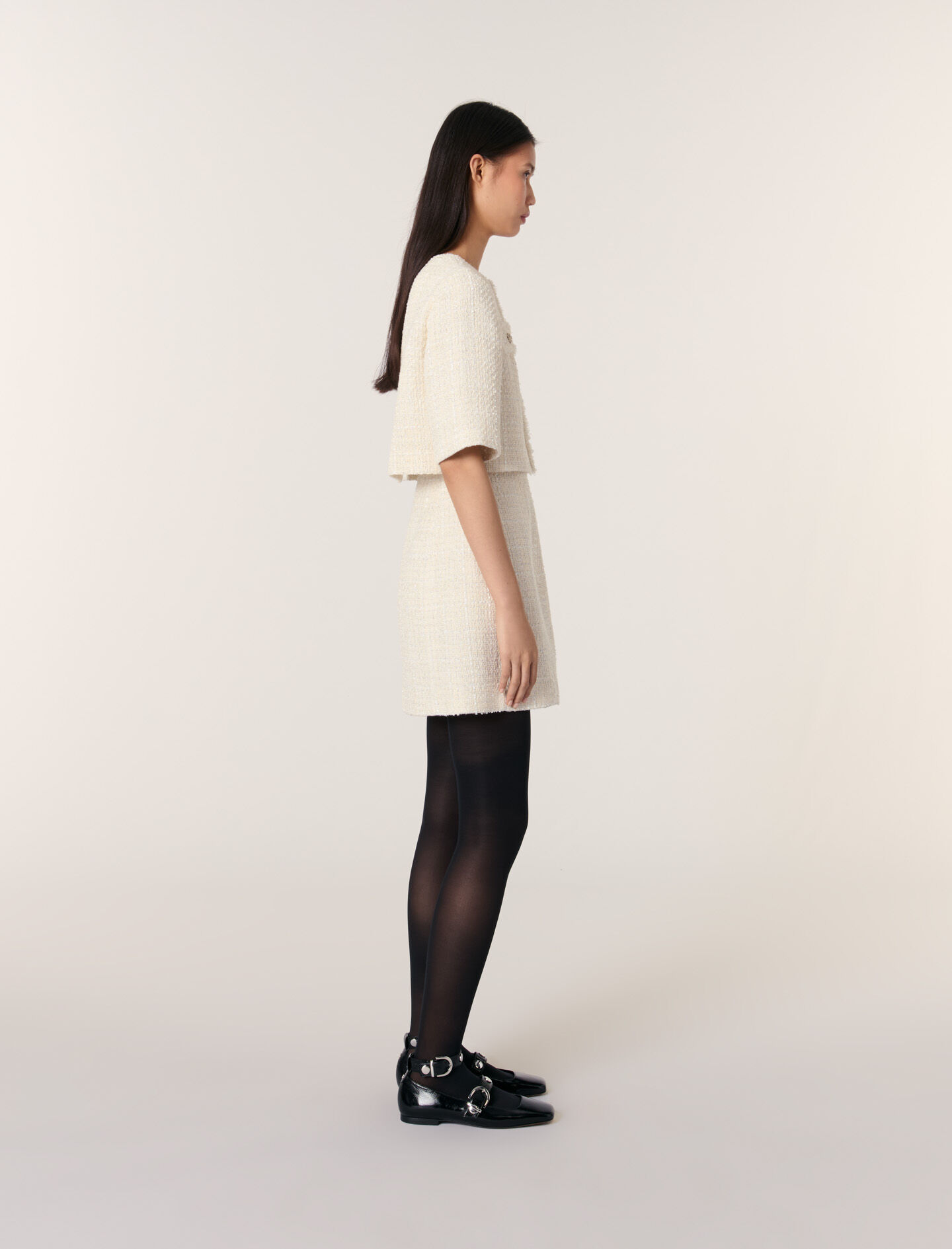 Tweed 2-in-1 mini dress White For Women | Maje Tweed 2-in-1 mini dress White For Women | Maje