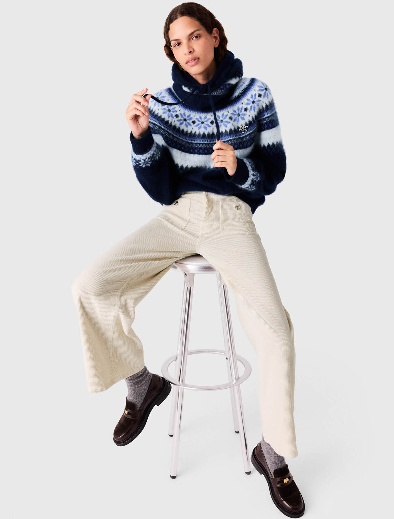 Wide-leg corduroy trousers