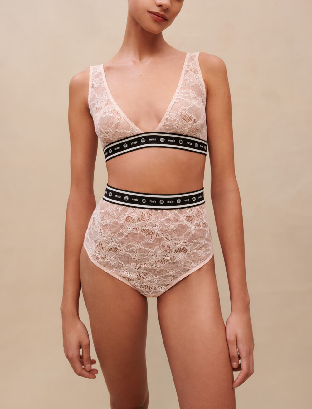 Lace lingerie set Pink For Women | Maje