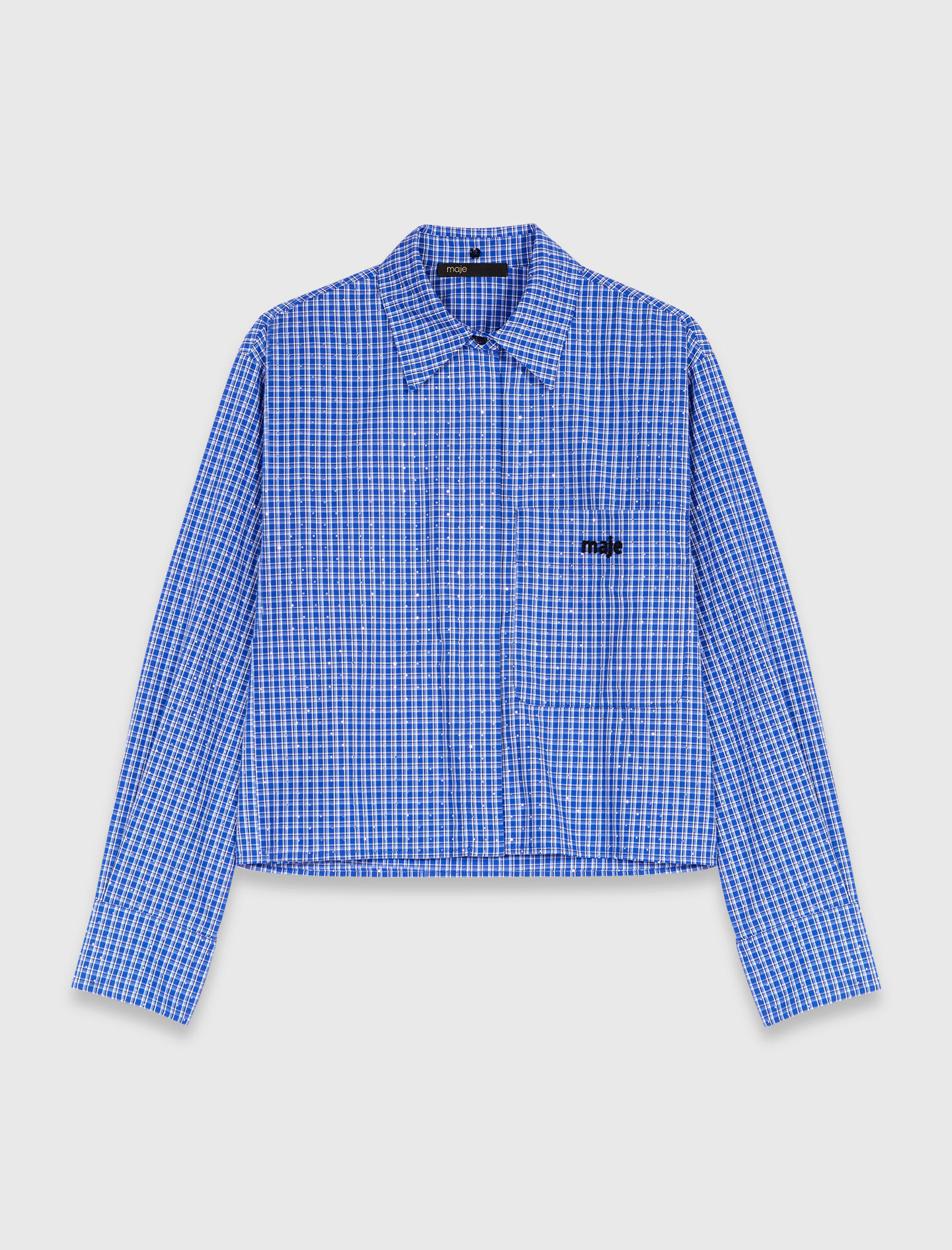 Removable collar rhinestone shirt Blue For Women | Maje