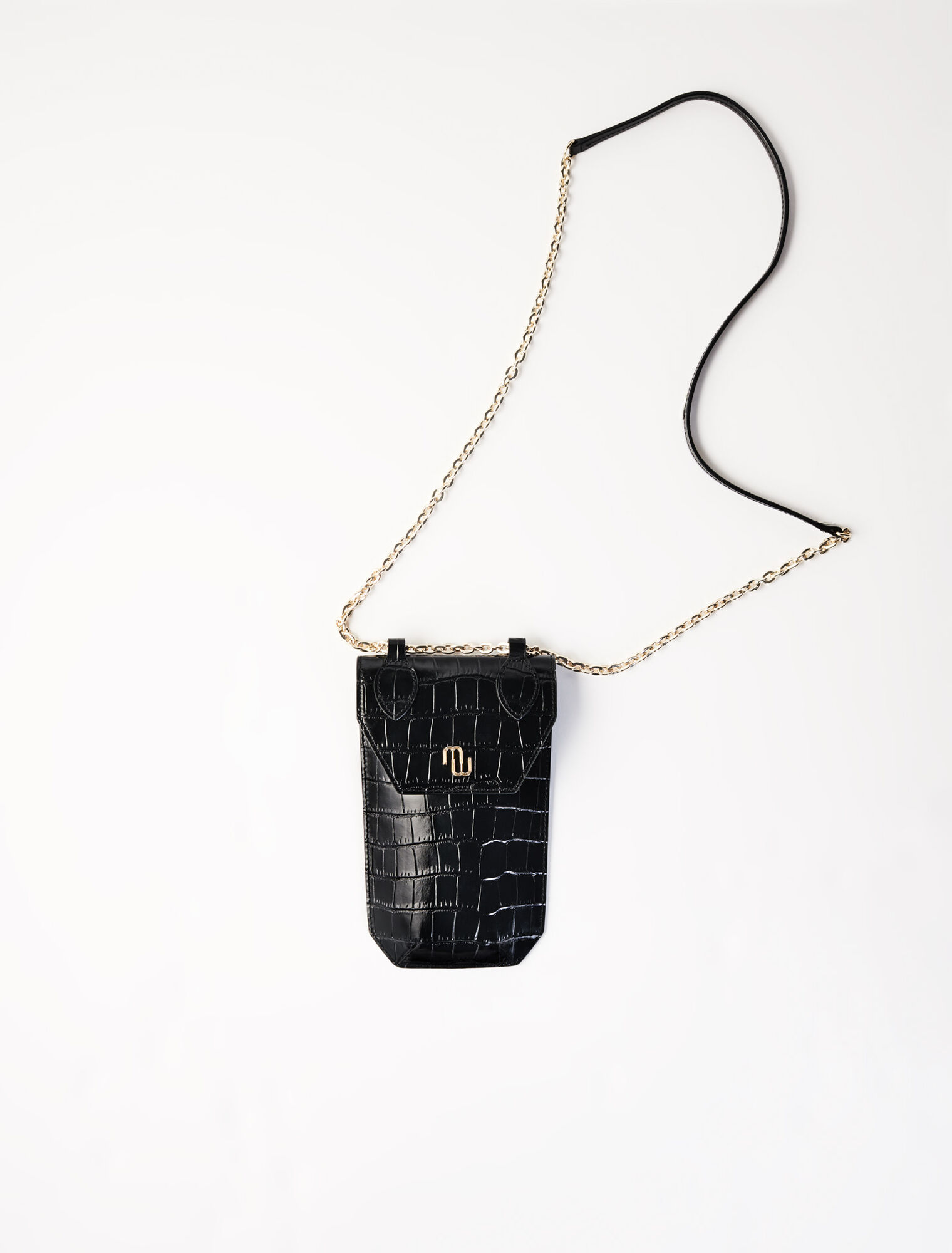 Croco embossed leather phone holder
